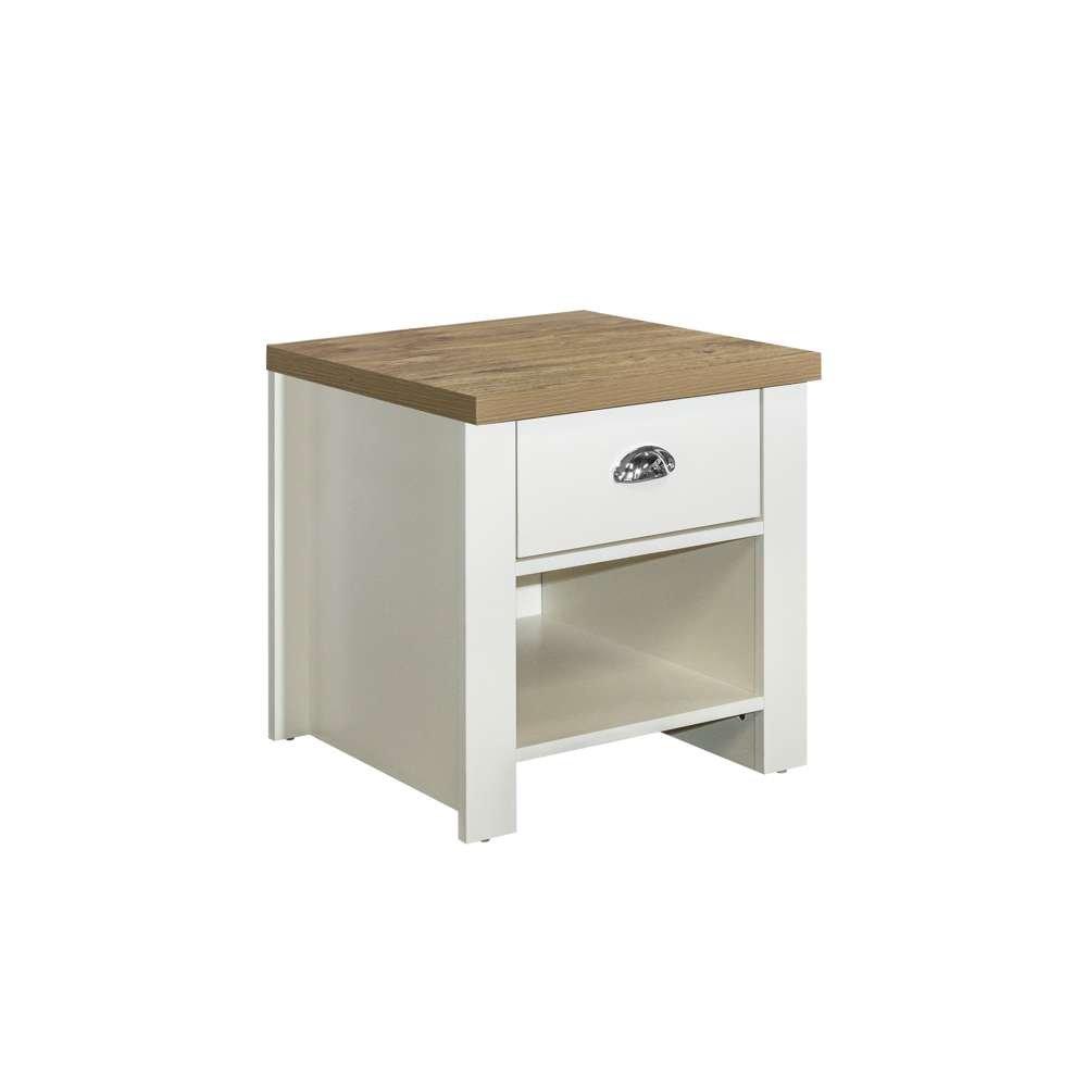Cream & Oak - Birlea - Highgate 1 Drawer Lamp Table - 2