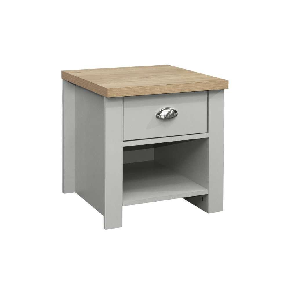Grey & Oak - Birlea - Highgate 1 Drawer Lamp Table - 2