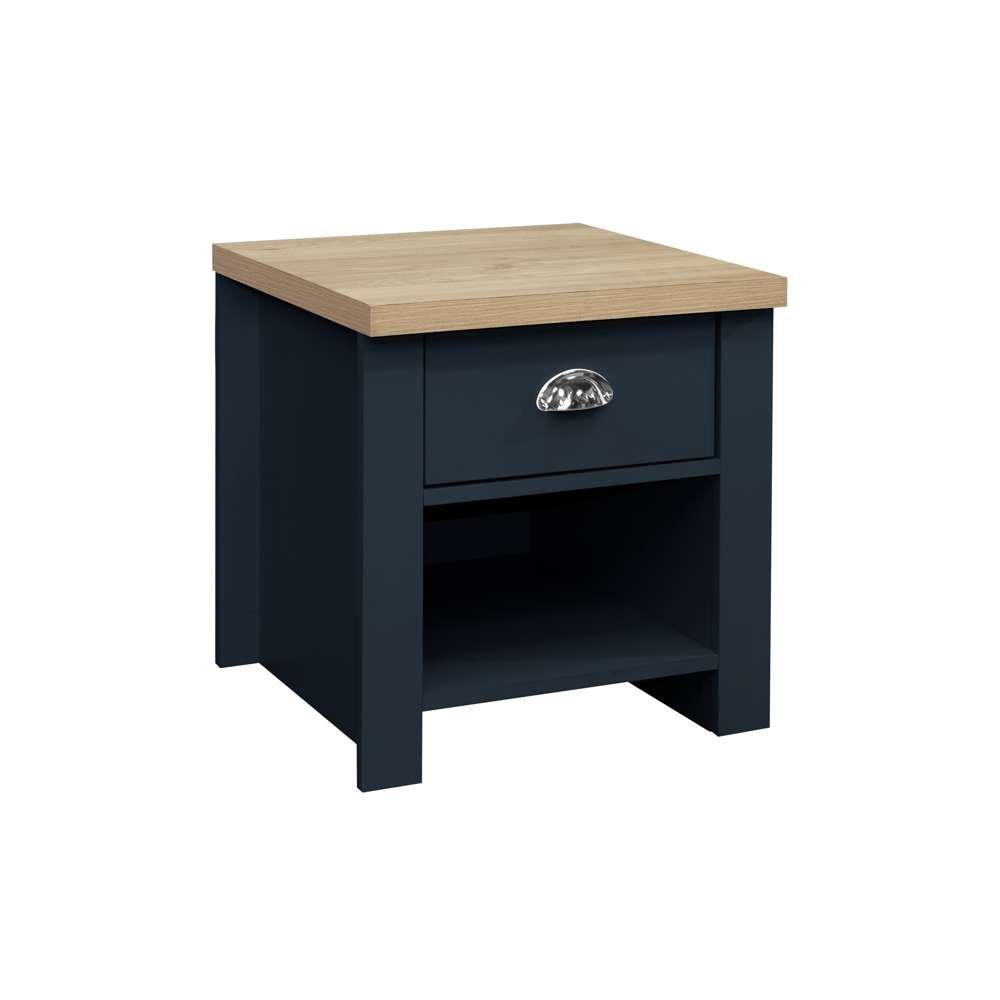 Navy Blue & Oak - Birlea - Highgate 1 Drawer Lamp Table - 2
