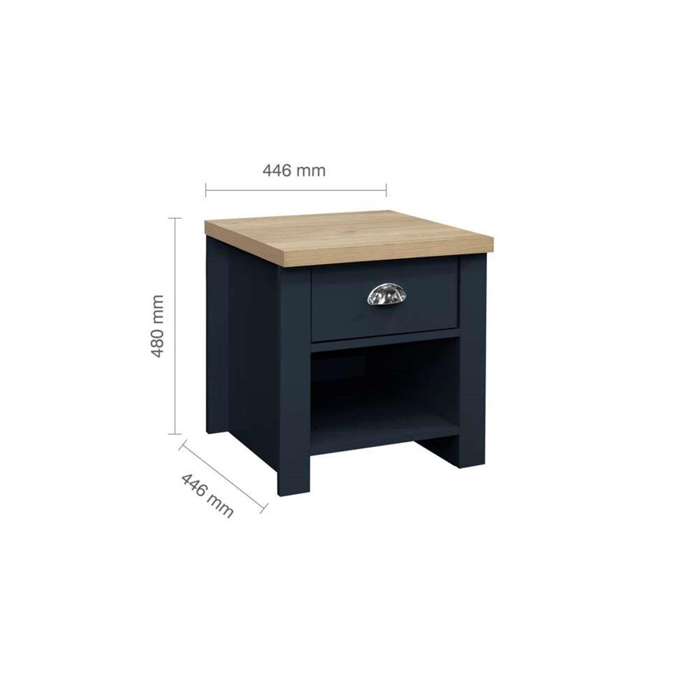Navy Blue & Oak - Birlea - Highgate 1 Drawer Lamp Table - 9