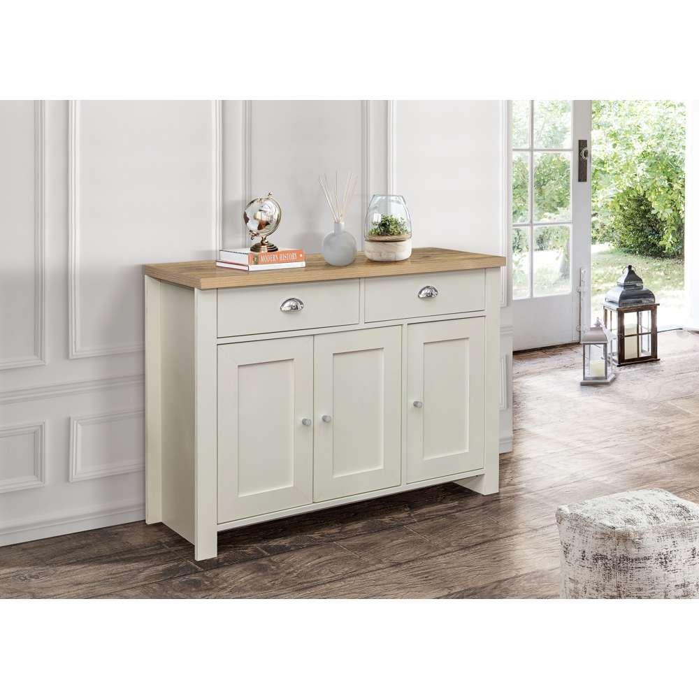 Cream & Oak - Birlea - Highgate 3 Door 2 Drawer Sideboard - 1