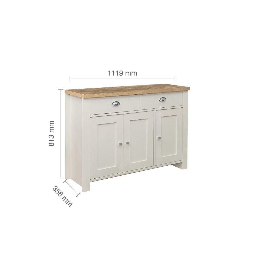 Cream & Oak - Birlea - Highgate 3 Door 2 Drawer Sideboard - 10