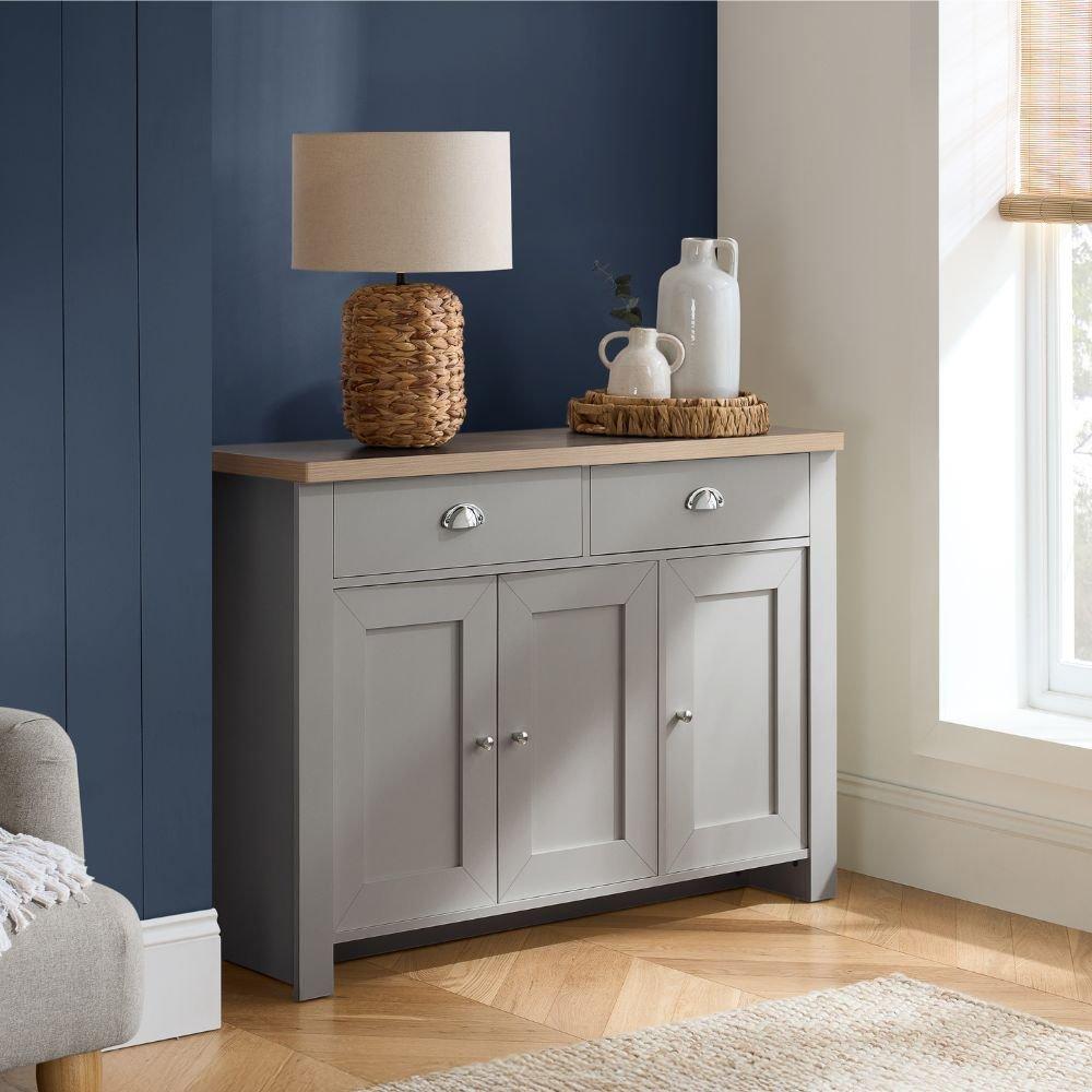 Birlea  Highgate 3 Door 2 Drawer Sideboard - Grey & Oak