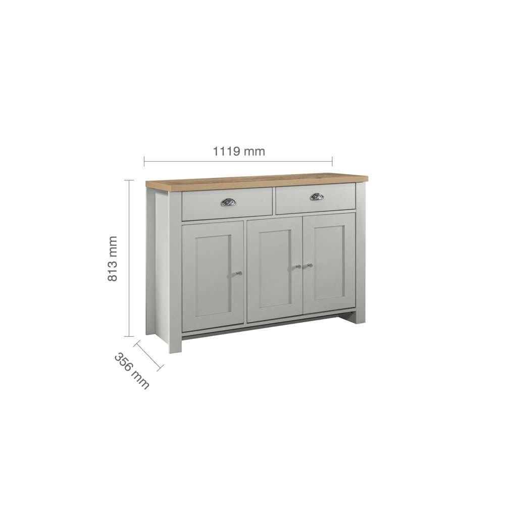 Grey & Oak - Birlea - Highgate 3 Door 2 Drawer Sideboard - 6