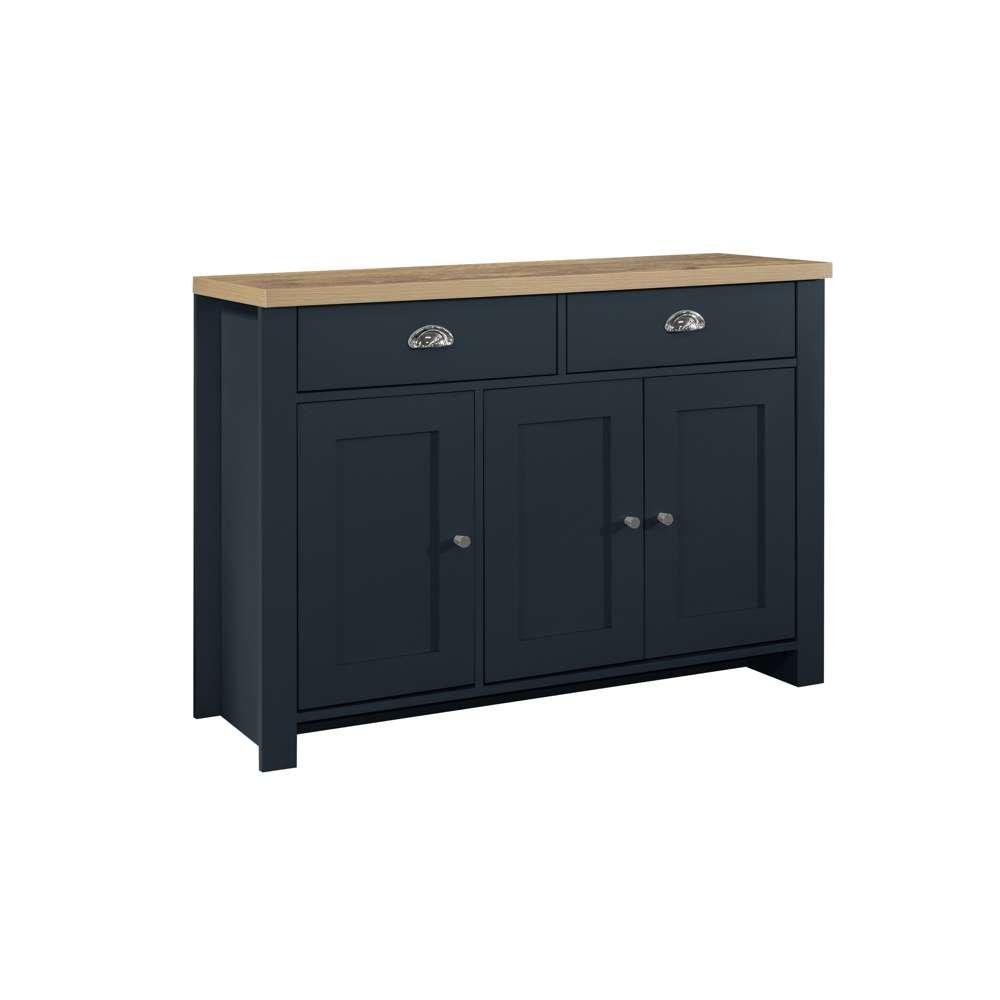 Navy Blue & Oak - Birlea - Highgate 3 Door 2 Drawer Sideboard - 2