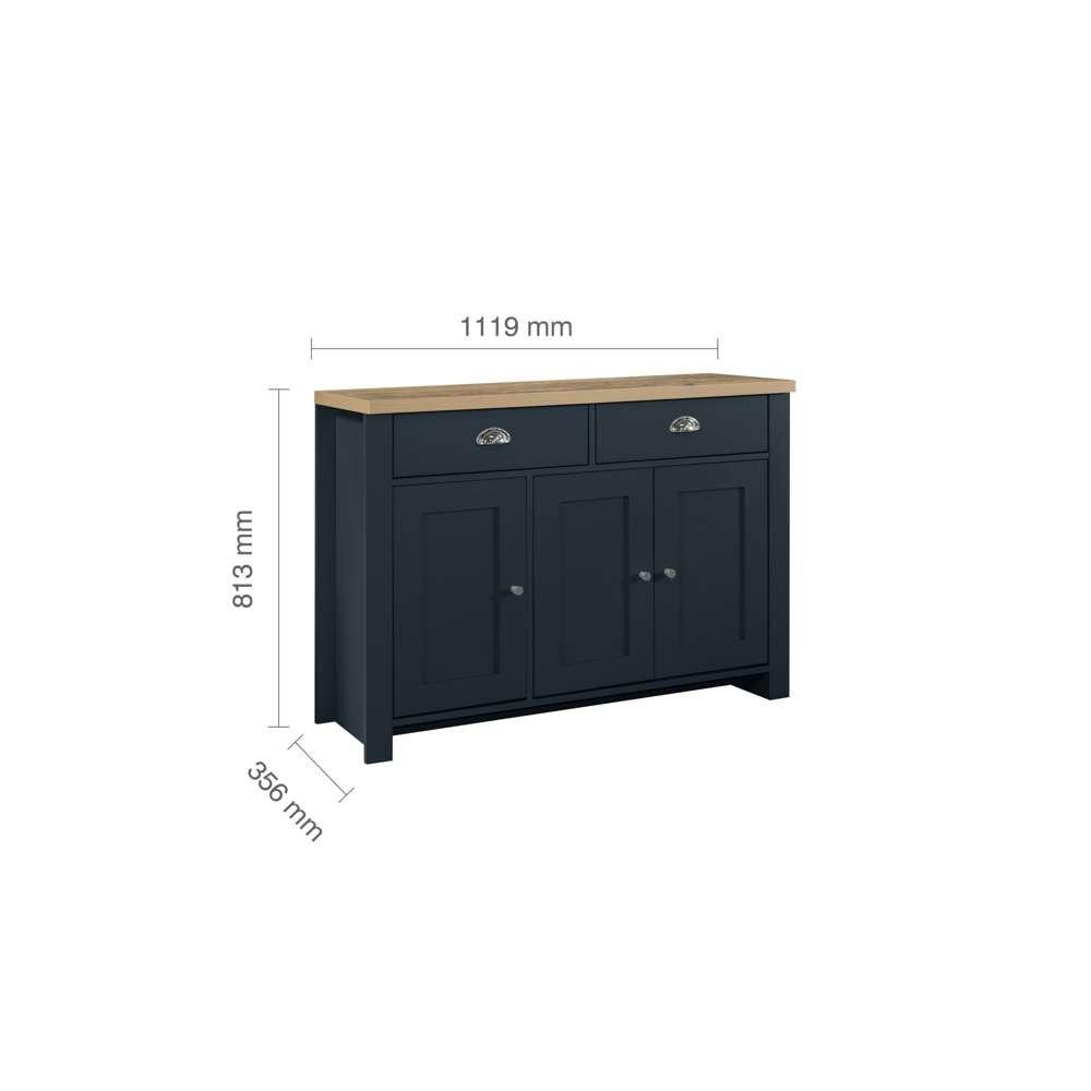 Navy Blue & Oak - Birlea - Highgate 3 Door 2 Drawer Sideboard - 4