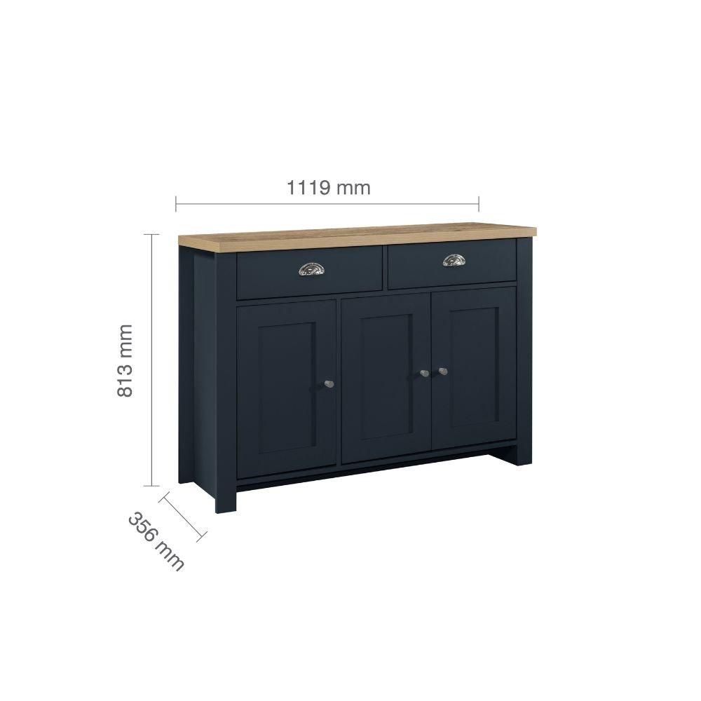 Navy Blue & Oak - Birlea - Highgate 3 Door 2 Drawer Sideboard - 9