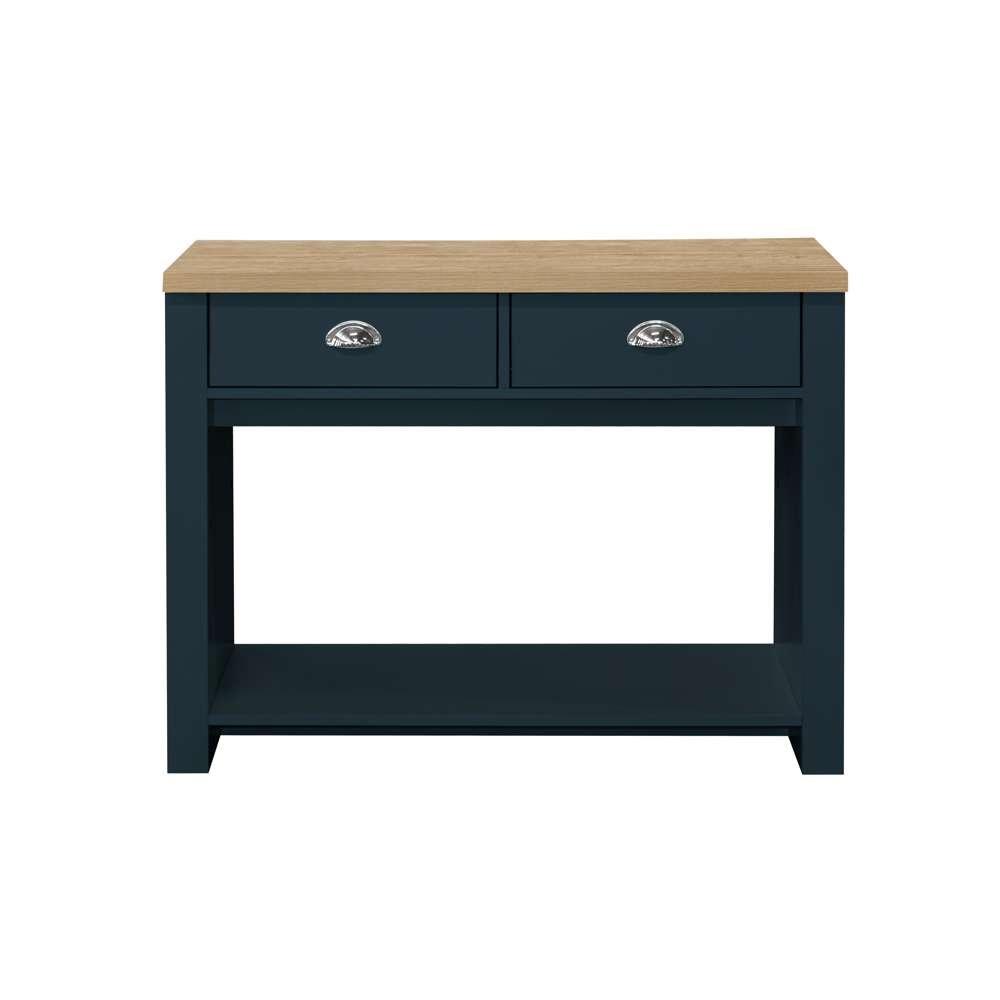 Navy Blue & Oak - Birlea - Highgate 2 Drawer Console Table - 4