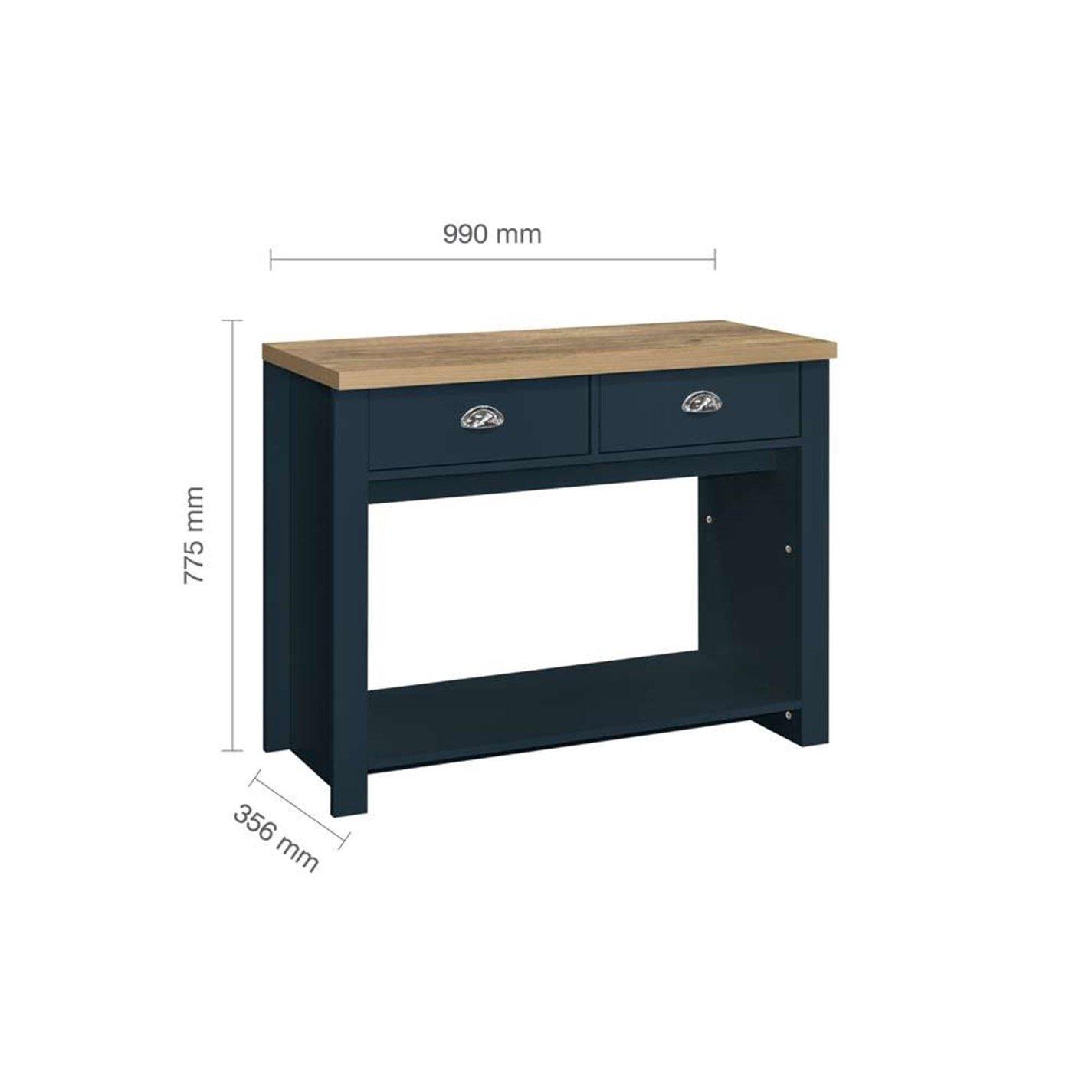 Navy Blue & Oak - Birlea - Highgate 2 Drawer Console Table - 9