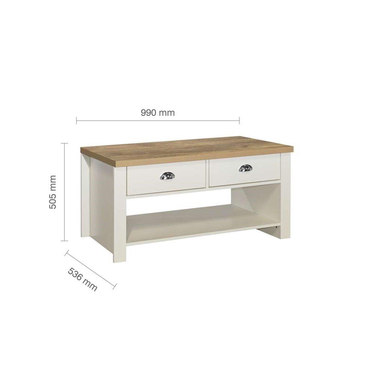 Cream & Oak - Birlea - Highgate 2 Drawer Coffee Table - 8