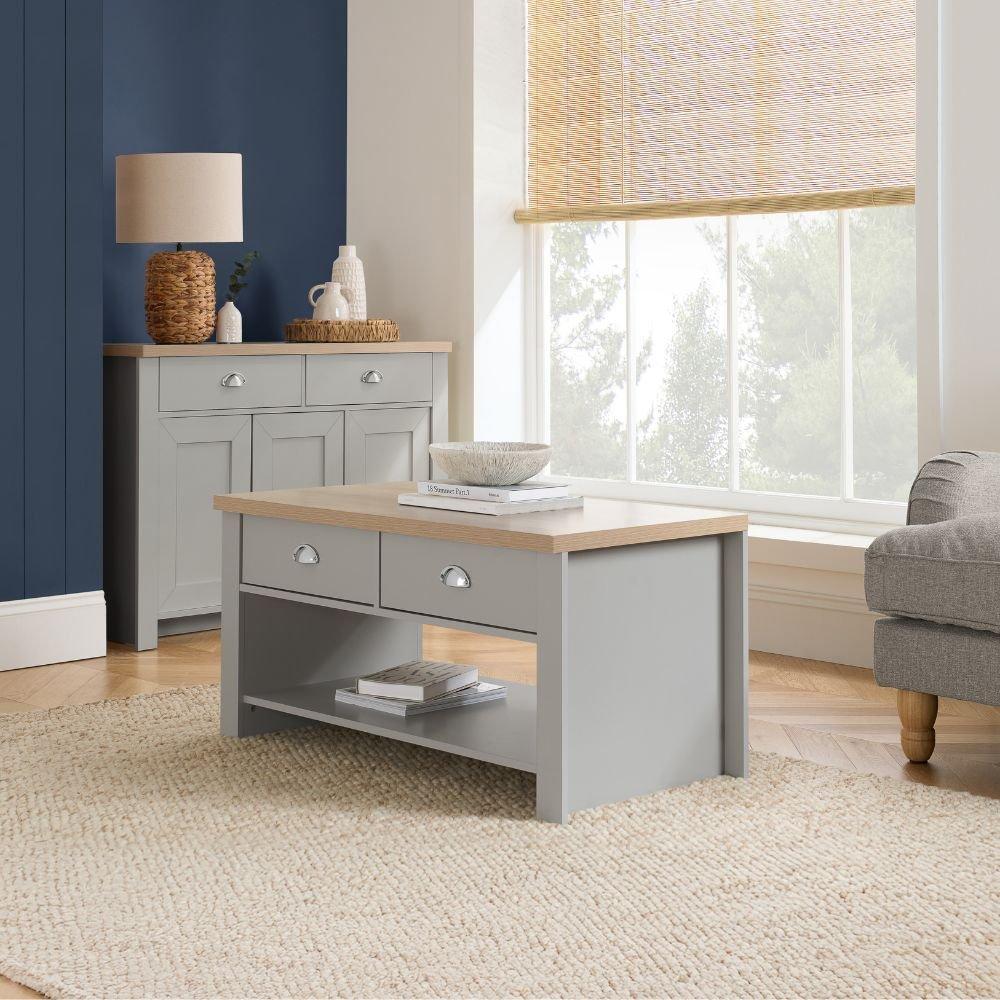 Grey & Oak - Birlea - Highgate 2 Drawer Coffee Table - 1