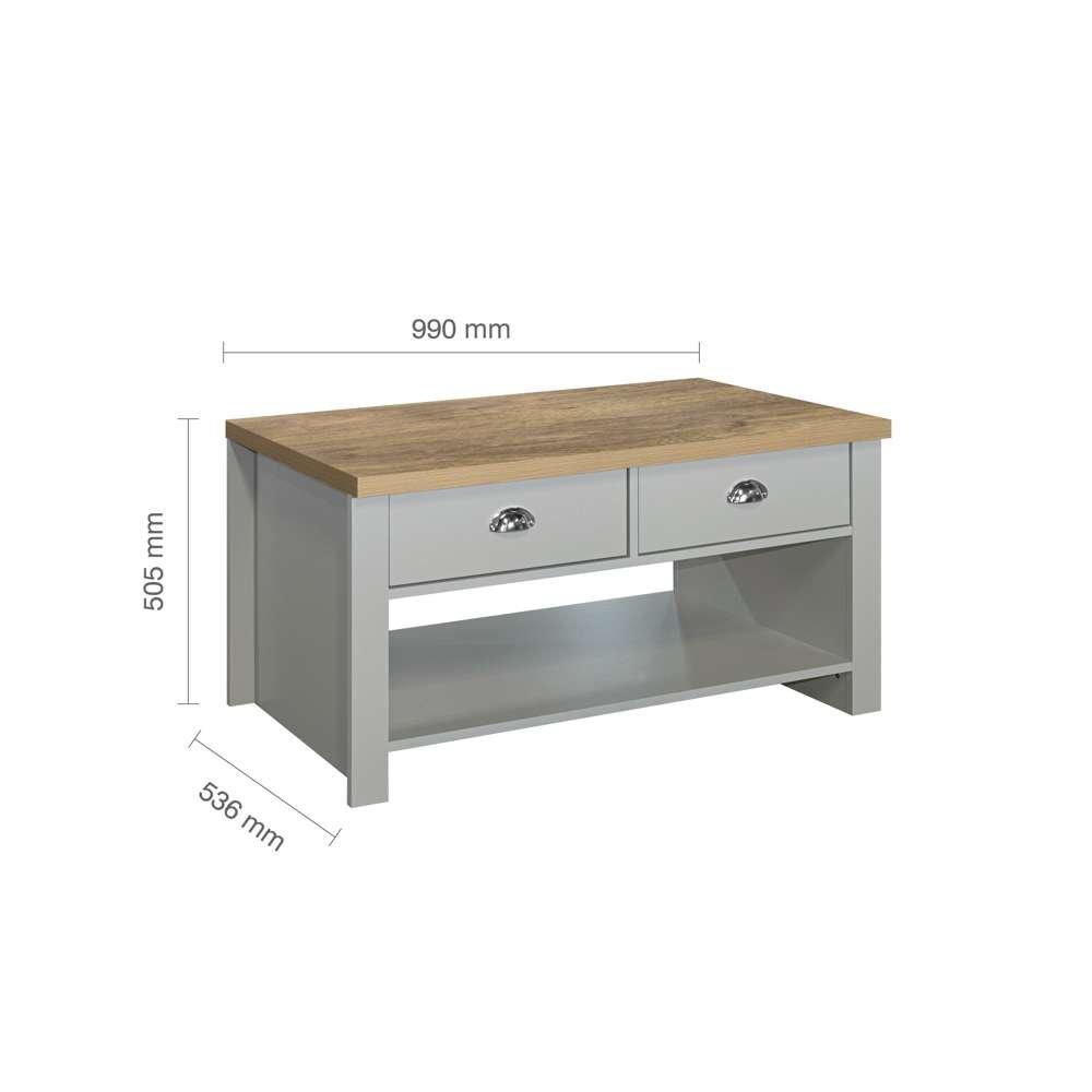 Grey & Oak - Birlea - Highgate 2 Drawer Coffee Table - 6