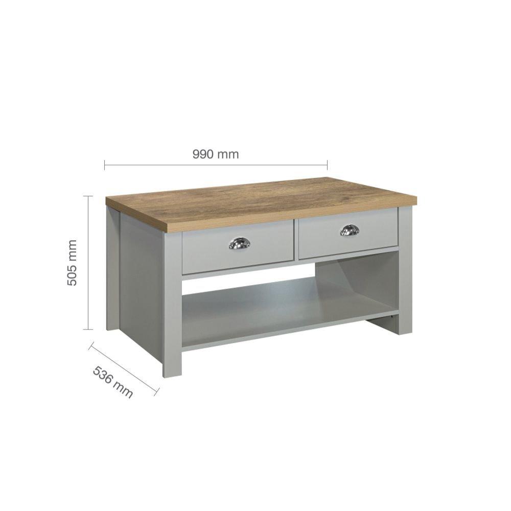 Grey & Oak - Birlea - Highgate 2 Drawer Coffee Table - 8