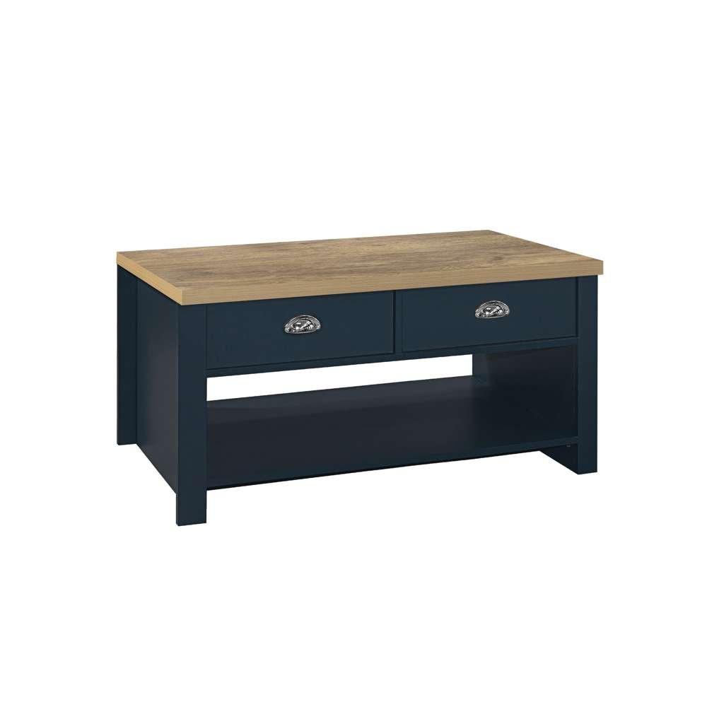 Navy Blue & Oak - Birlea - Highgate 2 Drawer Coffee Table - 2