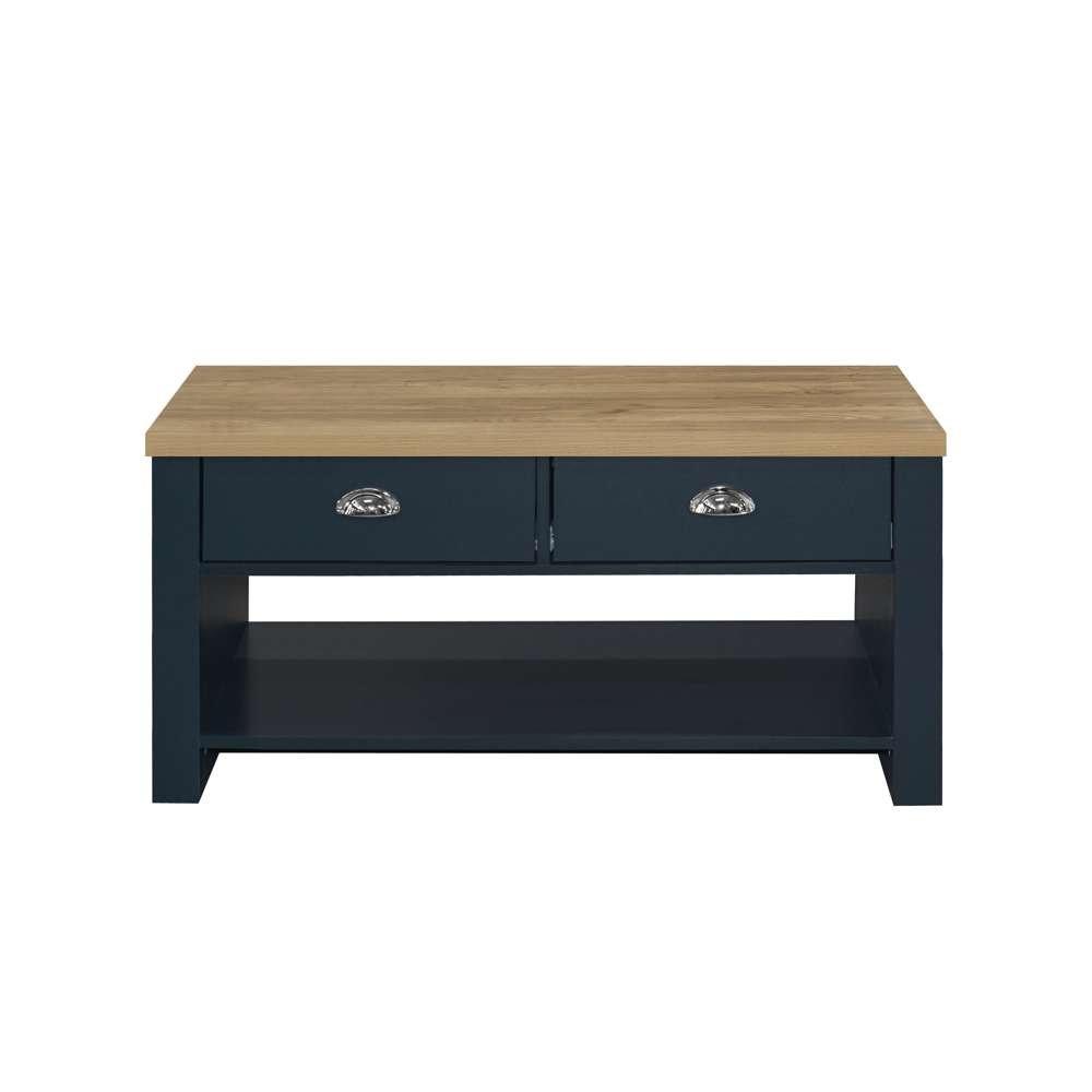 Navy Blue & Oak - Birlea - Highgate 2 Drawer Coffee Table - 4