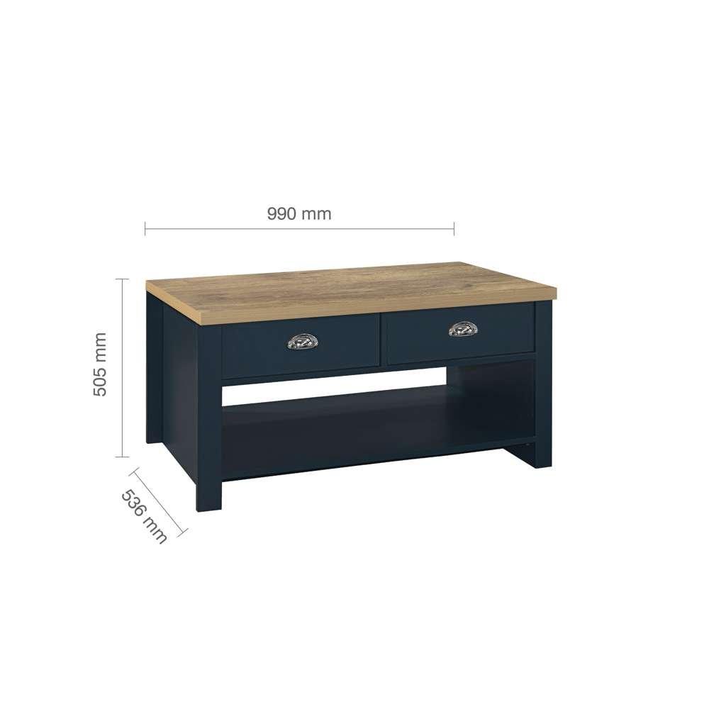 Navy Blue & Oak - Birlea - Highgate 2 Drawer Coffee Table - 6