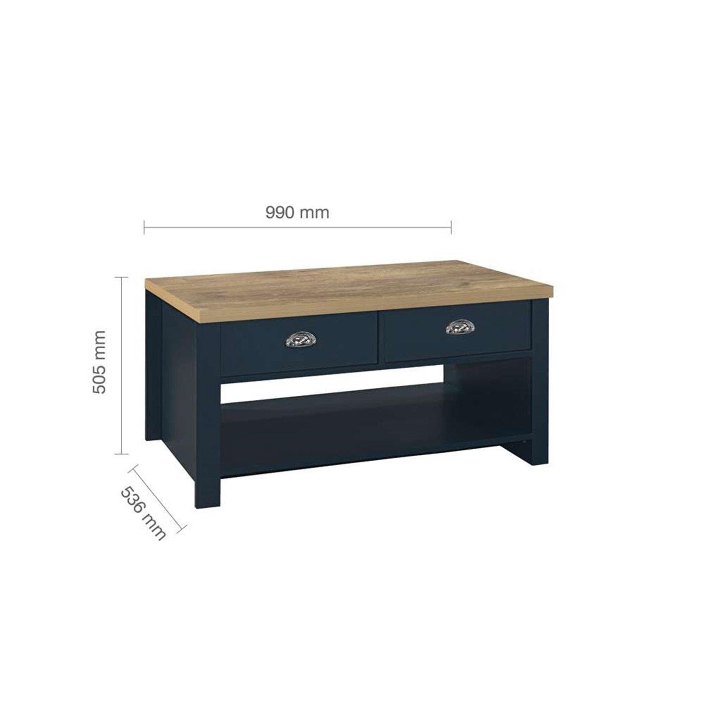 Navy Blue & Oak - Birlea - Highgate 2 Drawer Coffee Table - 8