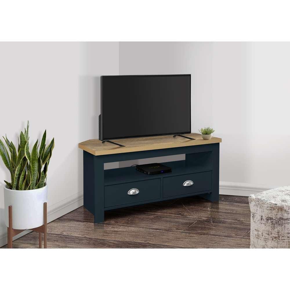 Navy Blue & Oak - Birlea - Highgate Corner TV Unit - 1