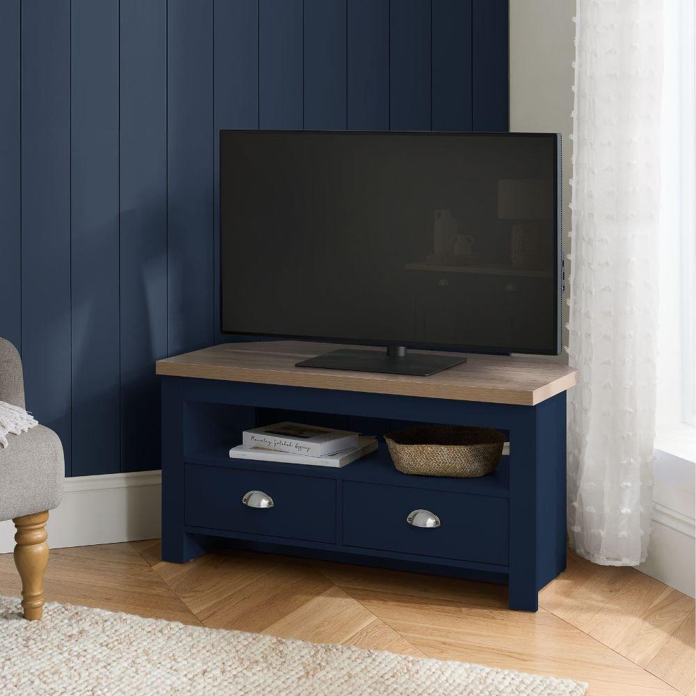 Navy Blue & Oak - Birlea - Highgate Corner TV Unit - 1
