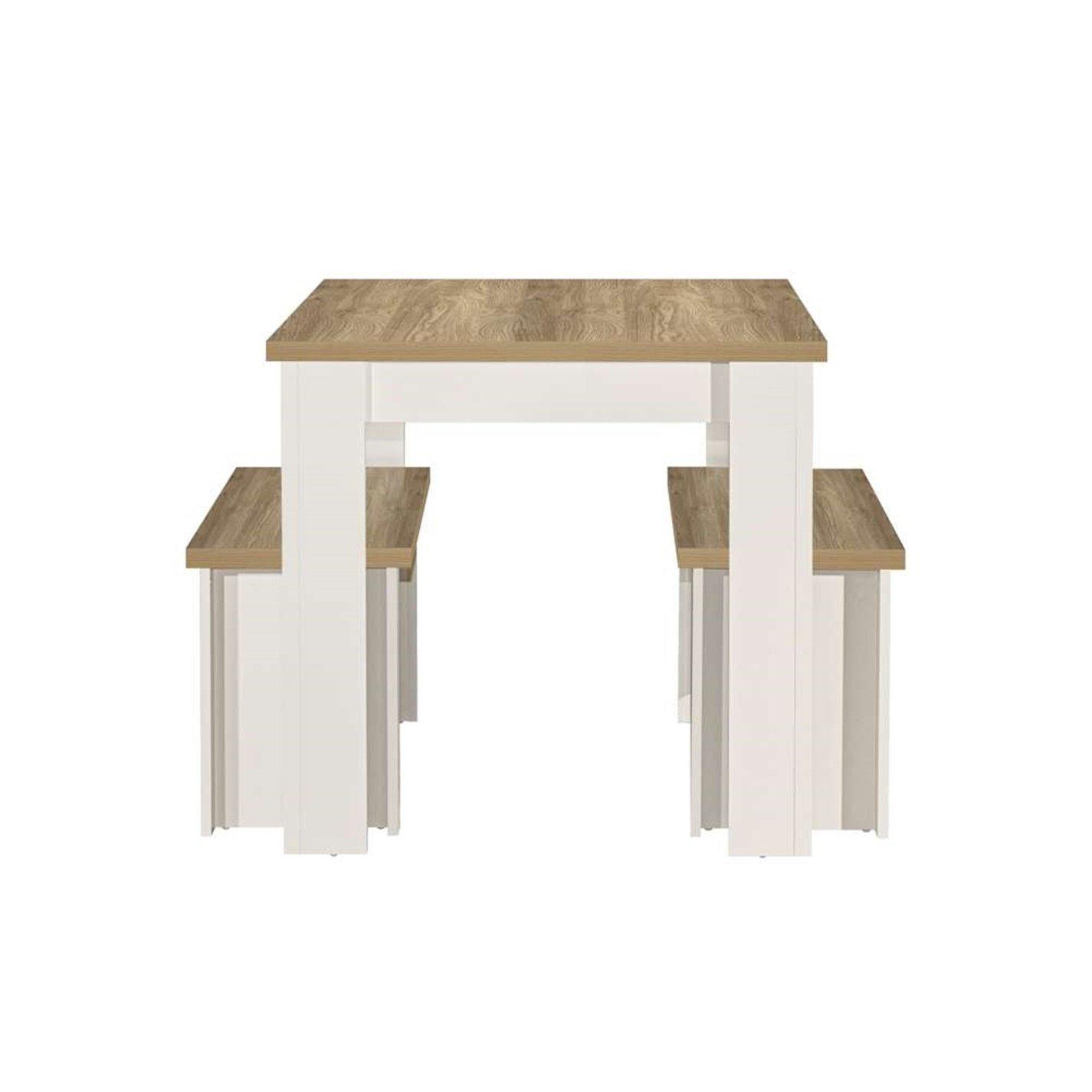 Cream & Oak - Birlea - Highgate Dining Table & Bench Set - 6