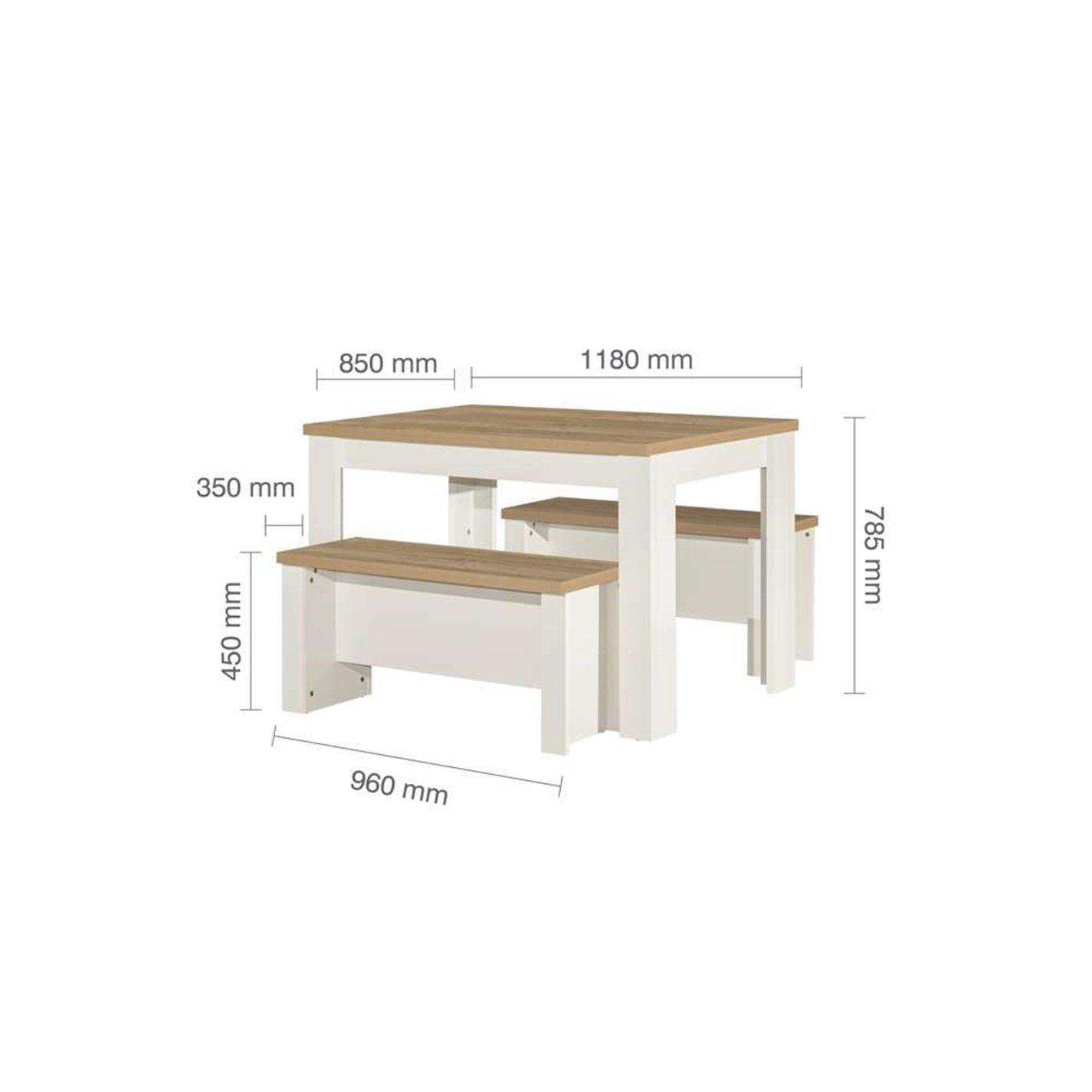 Cream & Oak - Birlea - Highgate Dining Table & Bench Set - 10