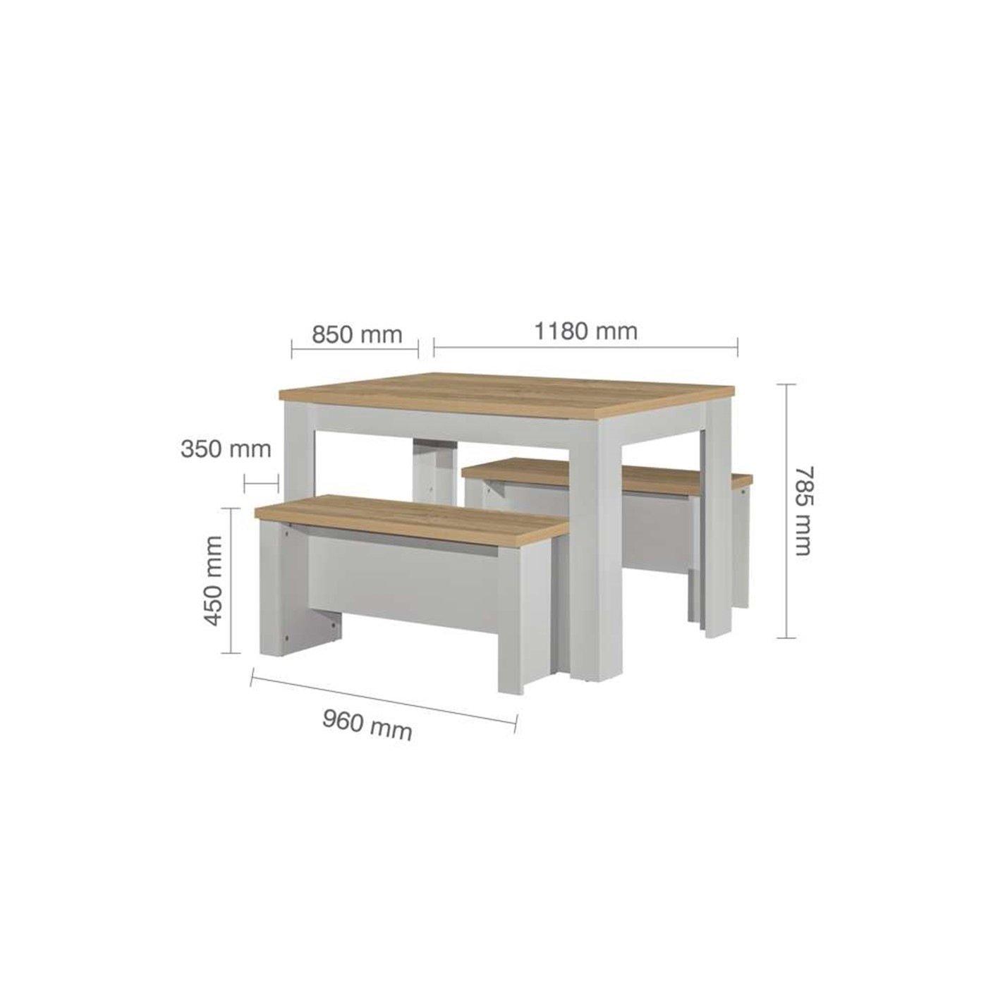 Grey & Oak - Birlea - Highgate Dining Table & Bench Set - 9