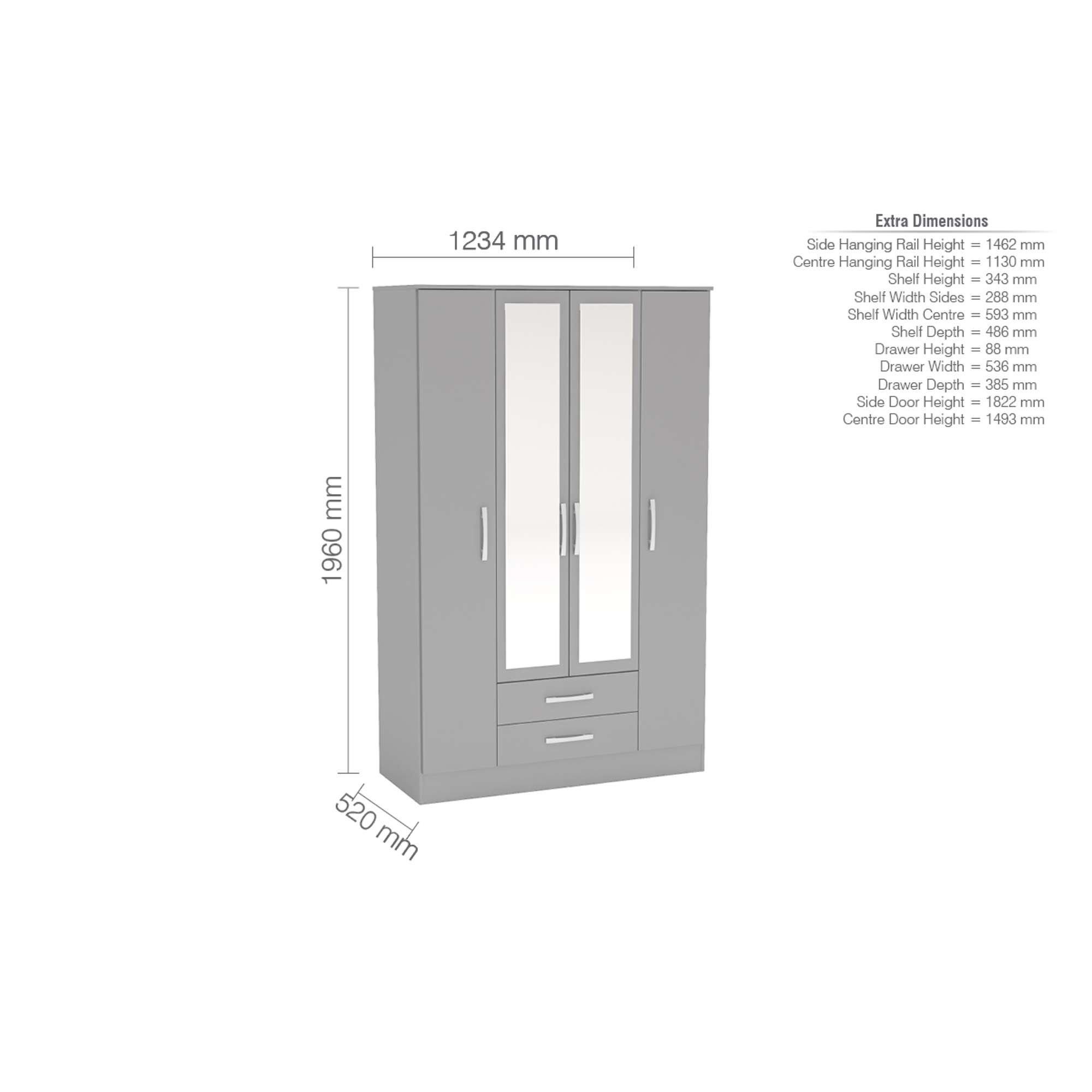 Grey - Birlea - Lynx 4 Door 2Drw/Mirror W - 3