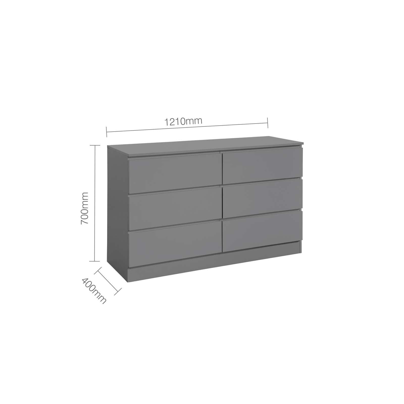 Grey - Birlea - Oslo 6 Drawer Chest - 7