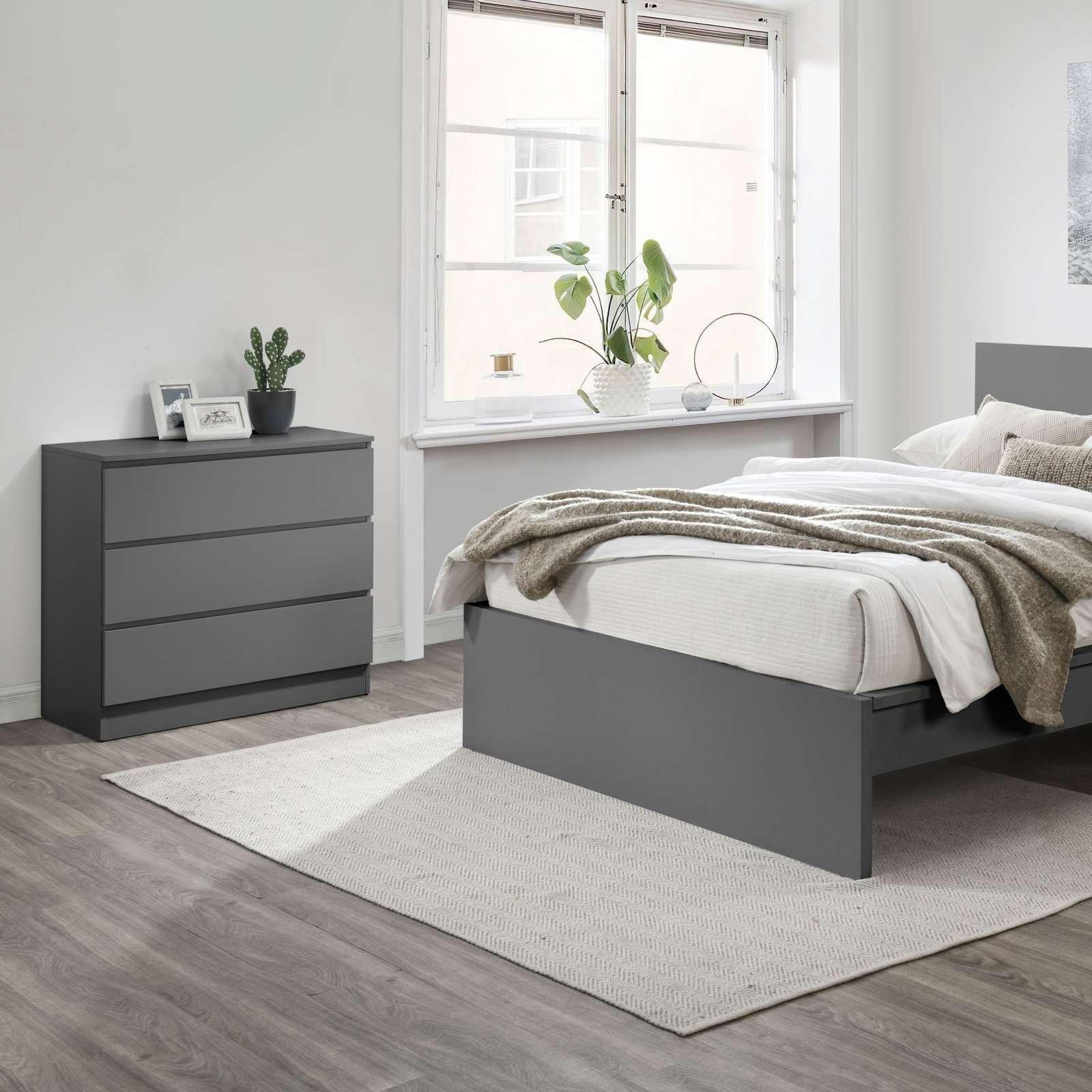 Grey - Birlea - Oslo 3 Drawer Chest - 3