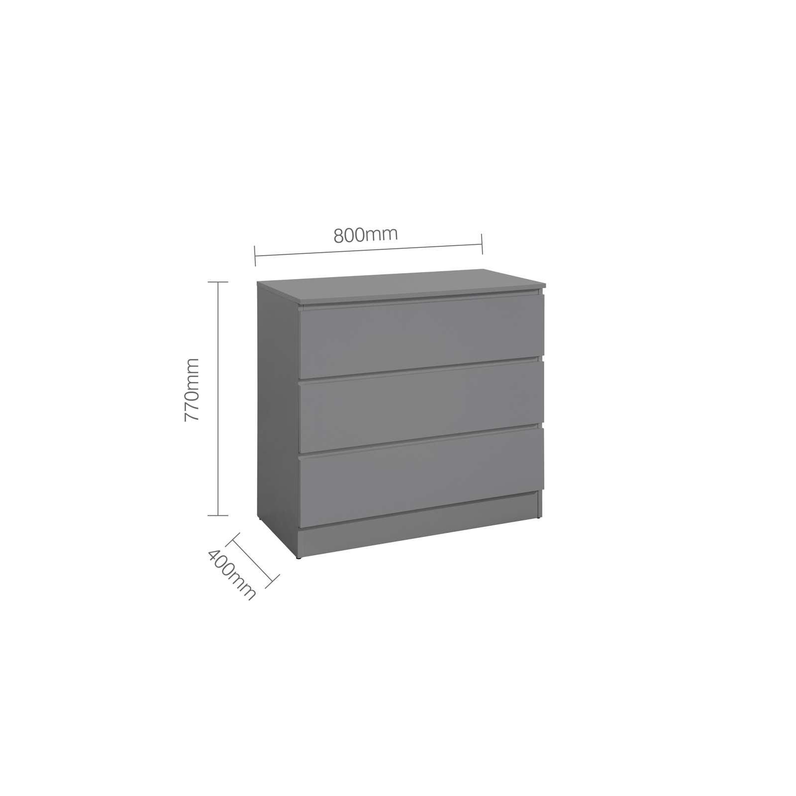 Grey - Birlea - Oslo 3 Drawer Chest - 9
