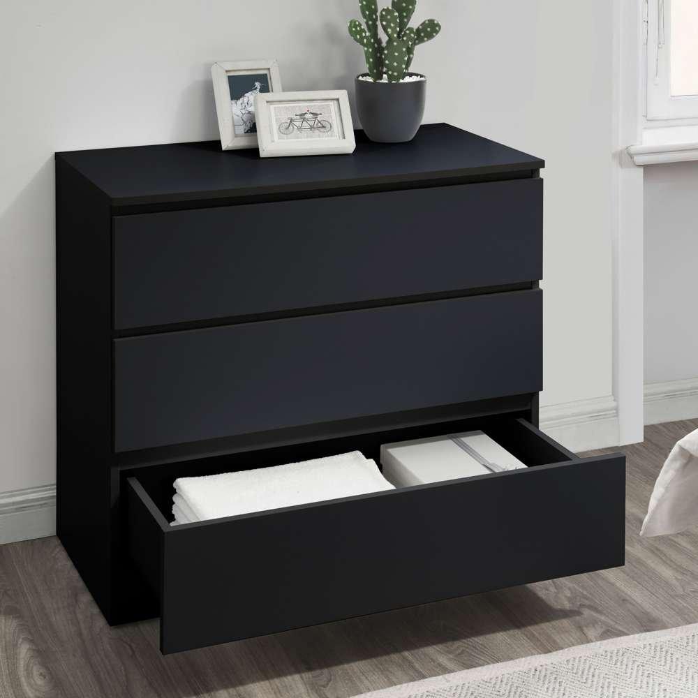 Black - Birlea - Oslo 3 Drawer Chest - 2