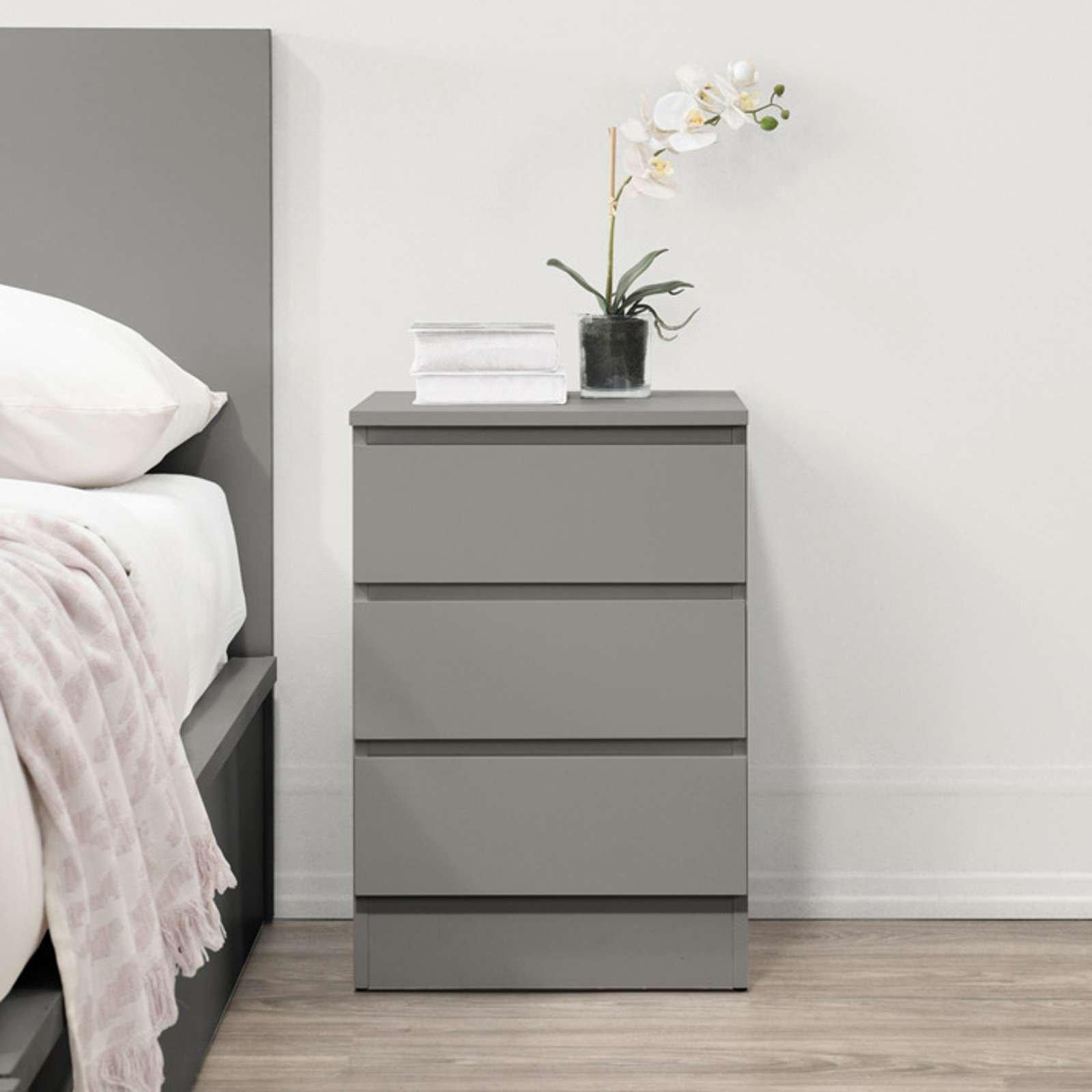 Grey - Birlea - Oslo 3 Drawer Bedside - 1