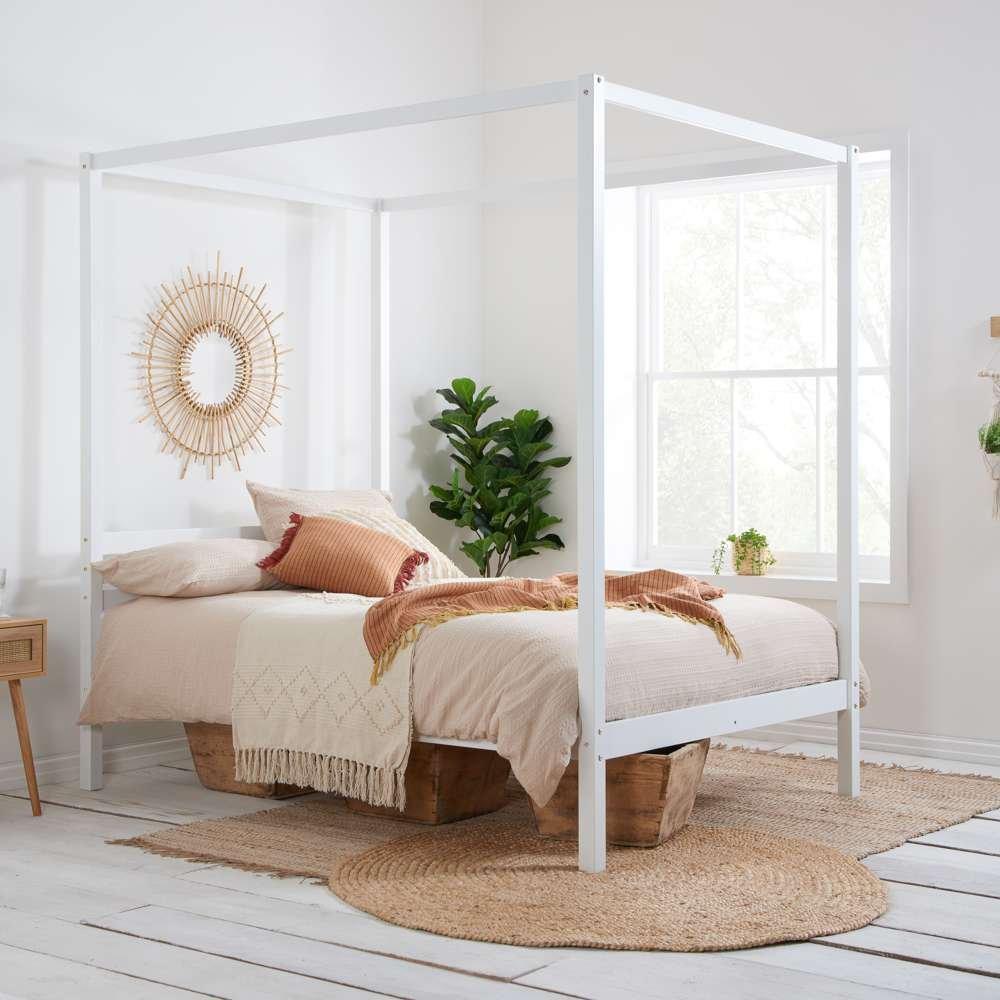 Birlea Four Poster Bed Double Mercia White 4Ft6 Solid Pine Frame Canopy - Image 6