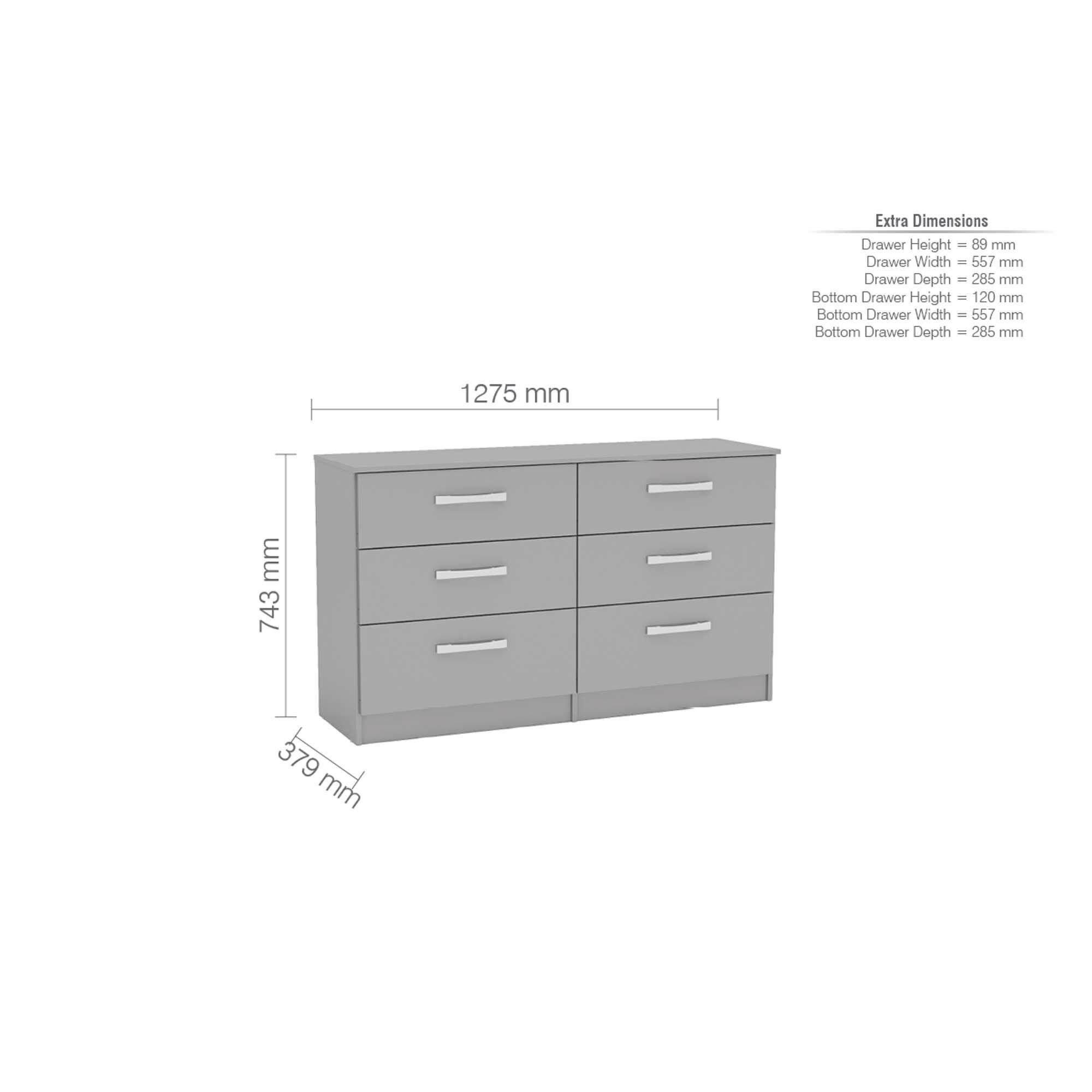 Grey - Birlea - Lynx 6 Drawer Chest - 3