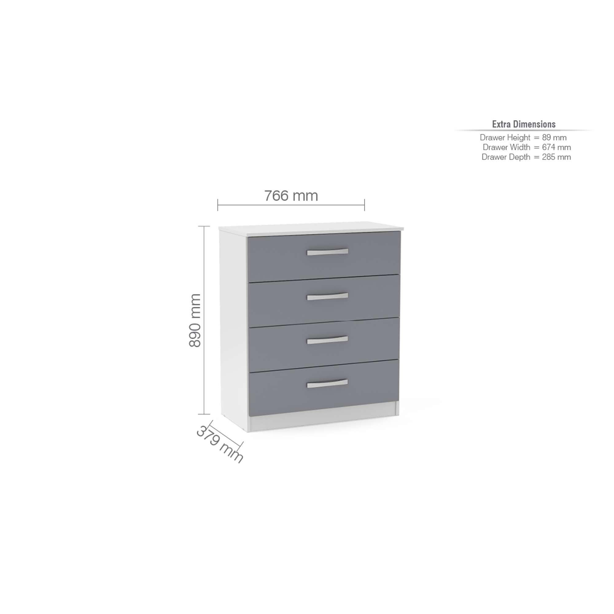 White/Grey - Birlea - Lynx 4 Drawer Chest - 3