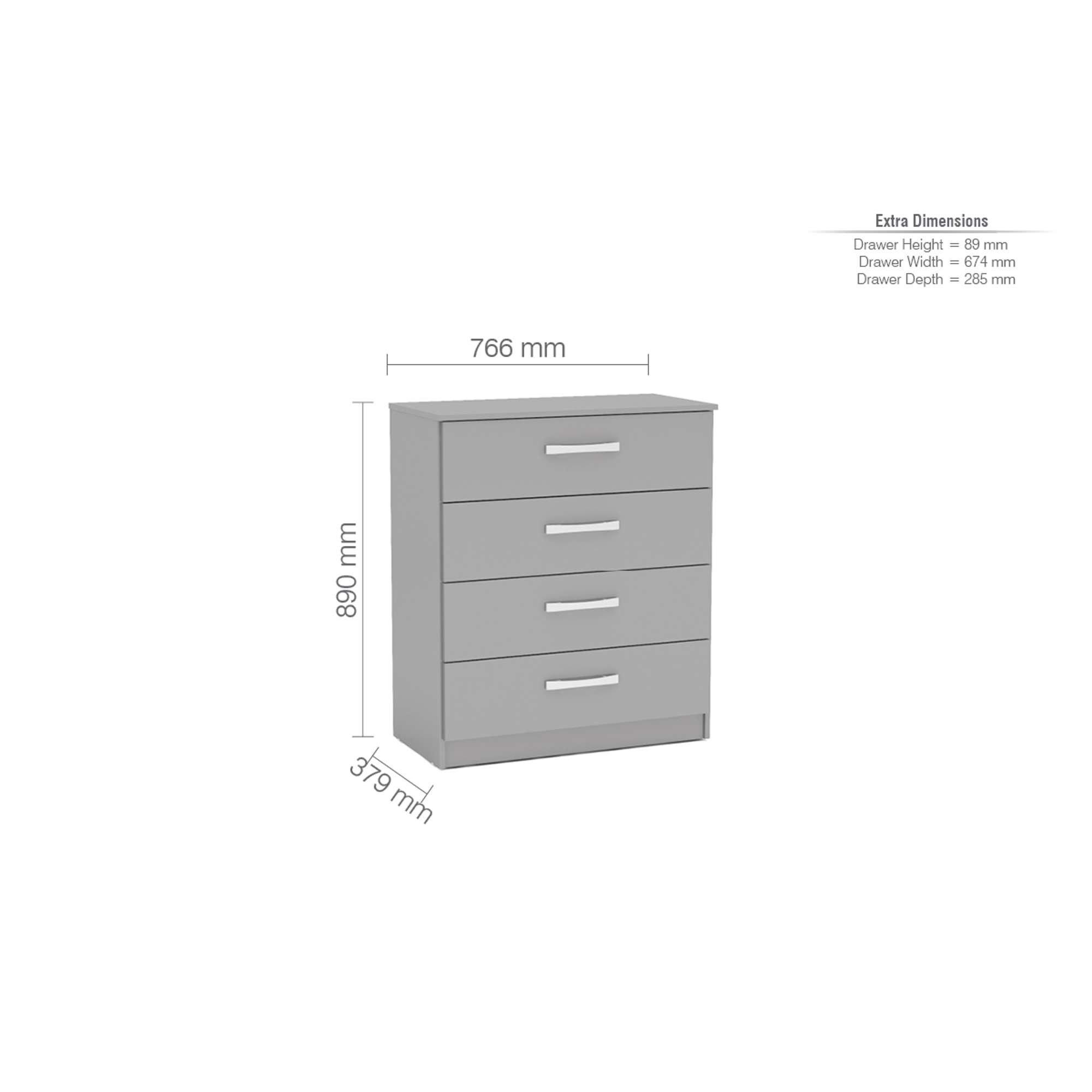 Grey - Birlea - Lynx 4 Drawer Chest - 3