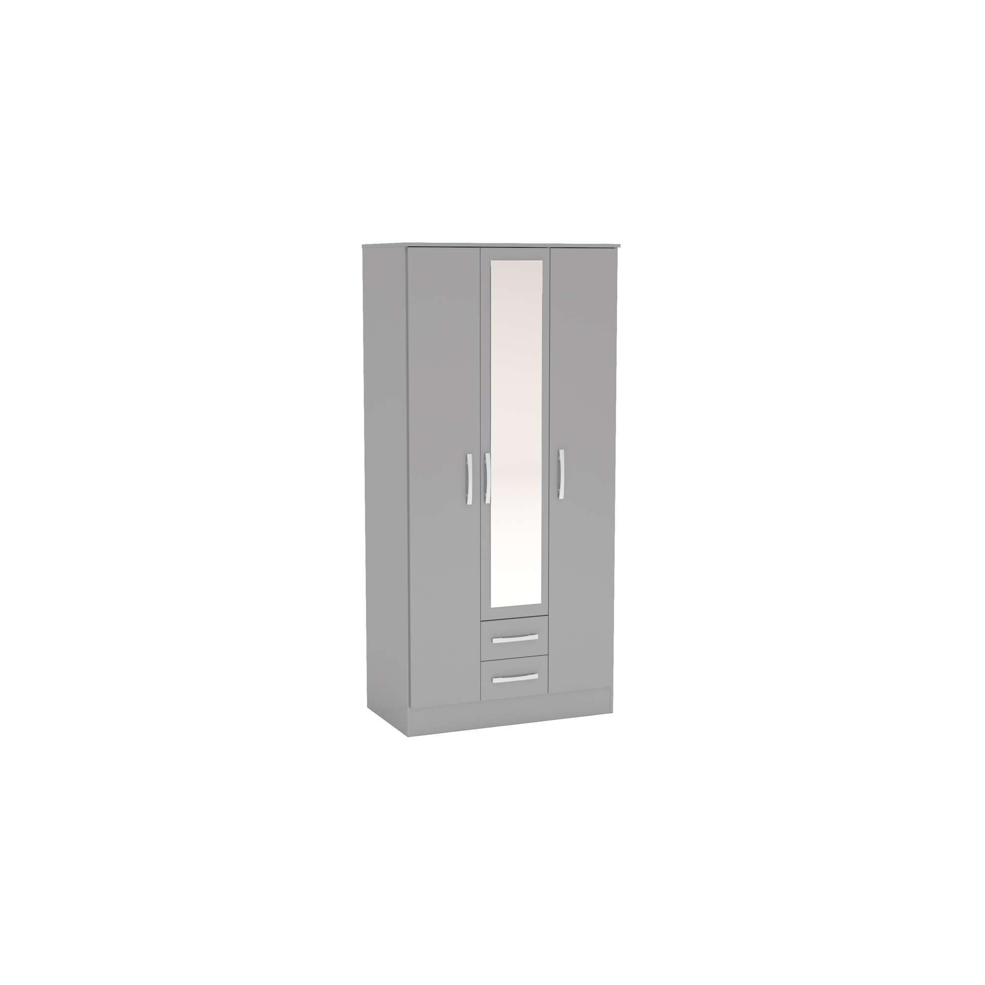 Grey - Birlea - Lynx 3 Door 2 Drawer With Mirror - 2