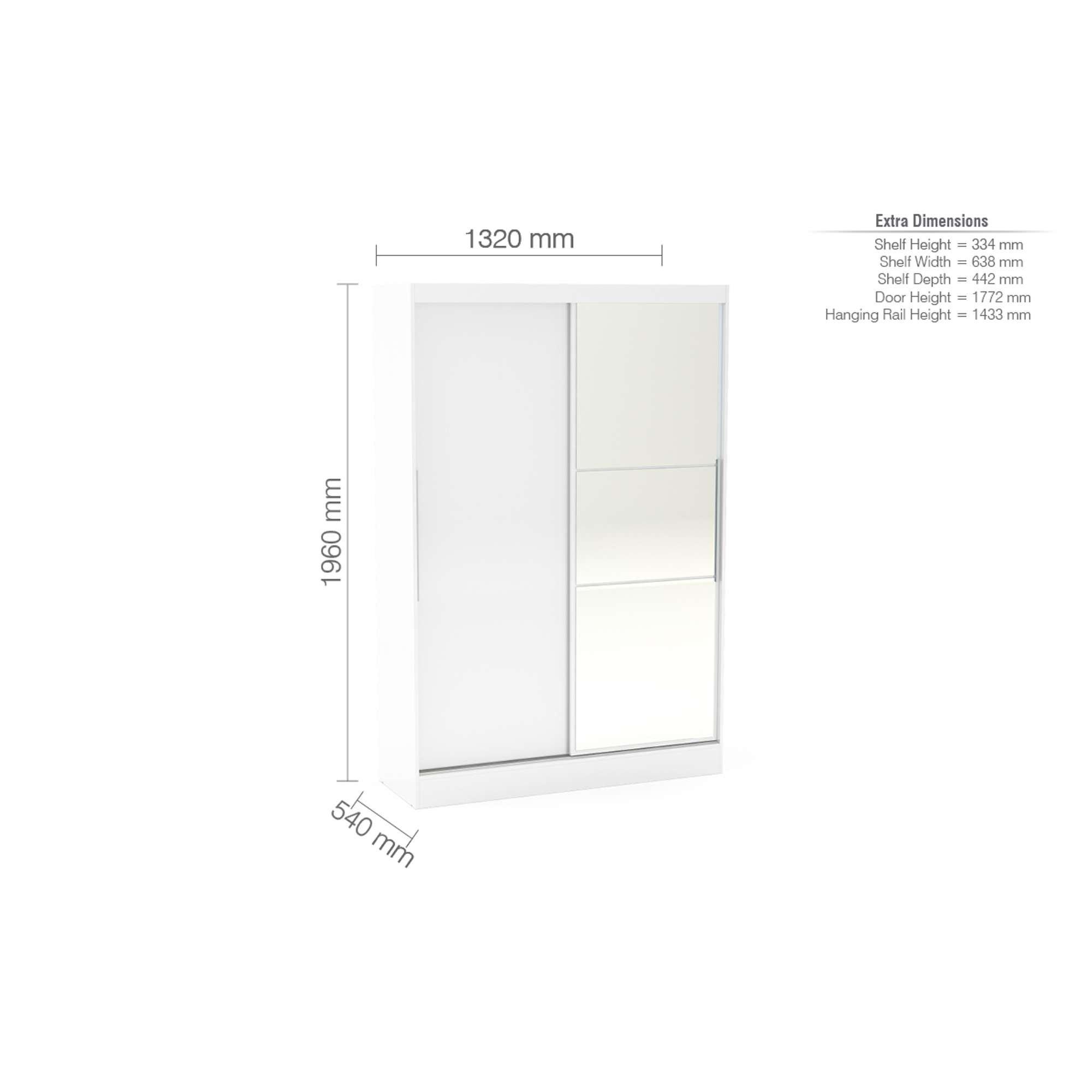 White - Birlea - Lynx 2 Door Sliding Wardrobe - 4