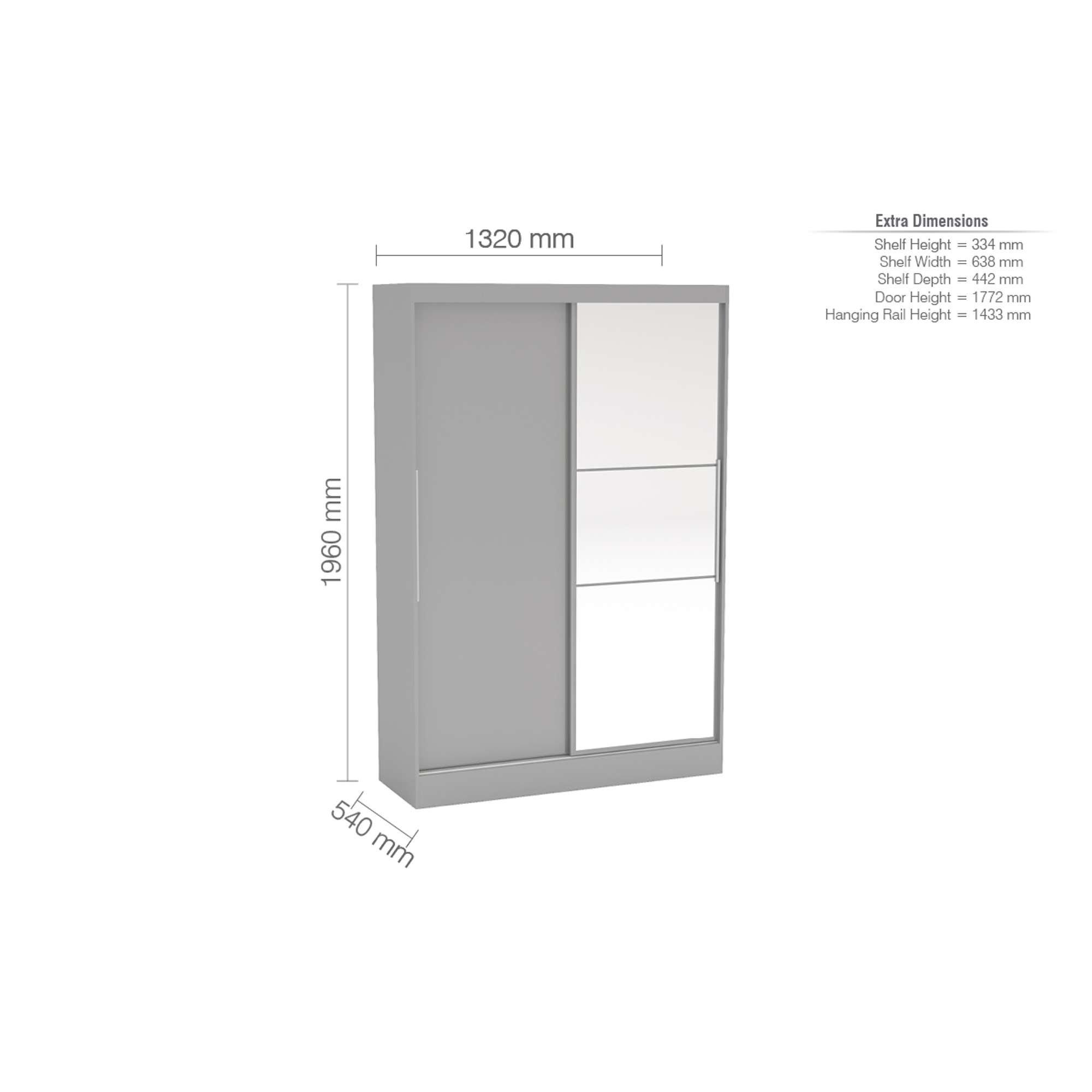 Grey - Birlea - Lynx 2 Door Sliding Wardrobe - 4