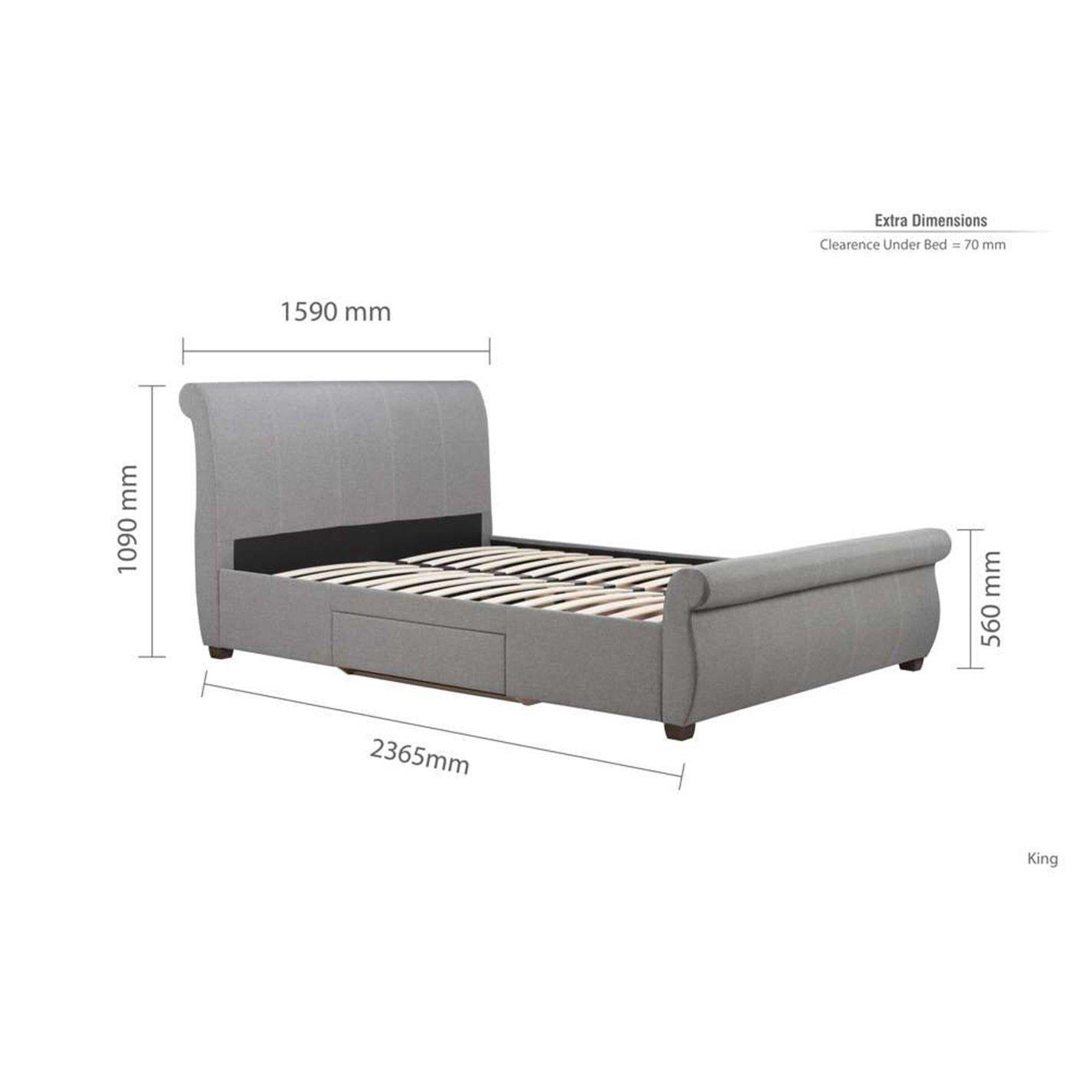 Grey - Birlea - Lancaster Fabric Bed - 12