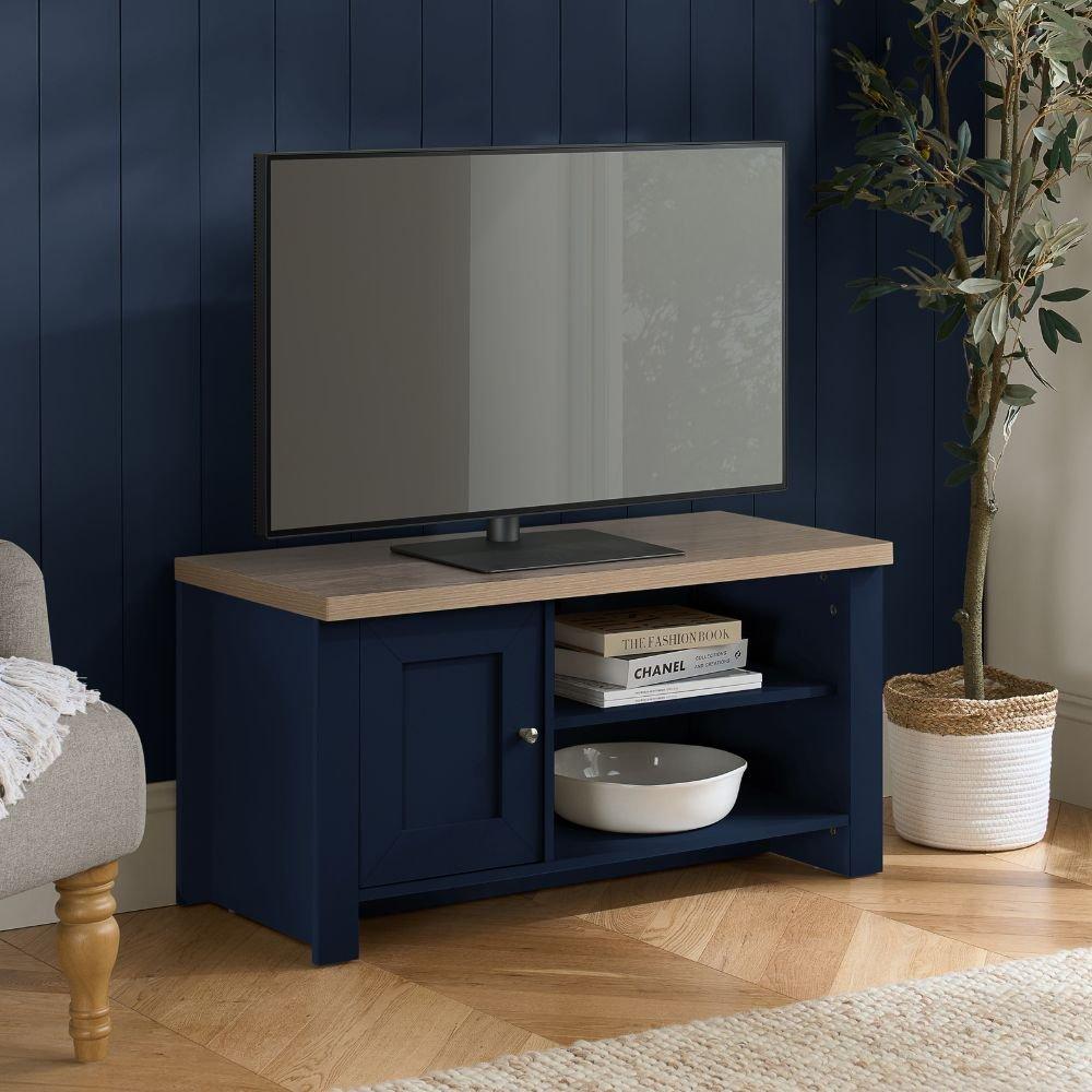 Birlea  Highgate Small Tv Unit - Navy Blue & Oak
