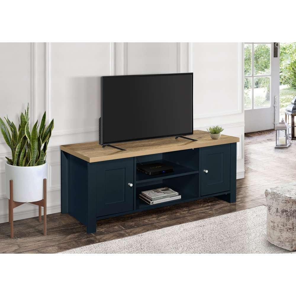 Navy Blue & Oak - Birlea - Highgate Large TV Unit - 1