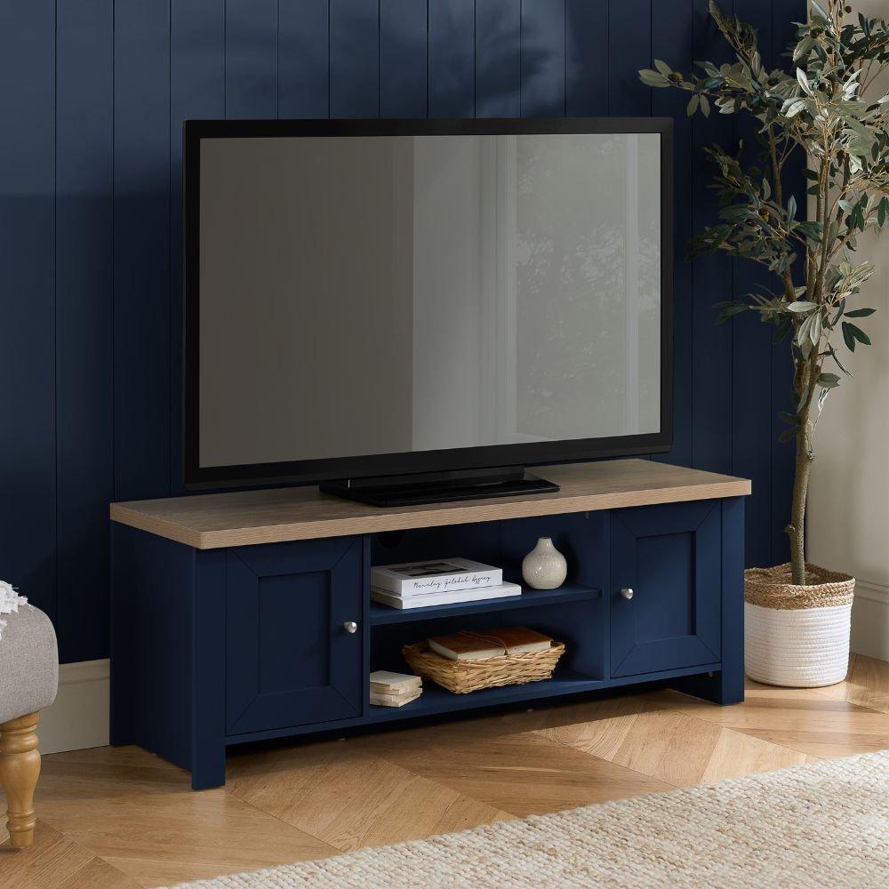 Navy Blue & Oak - Birlea - Highgate Large TV Unit - 1