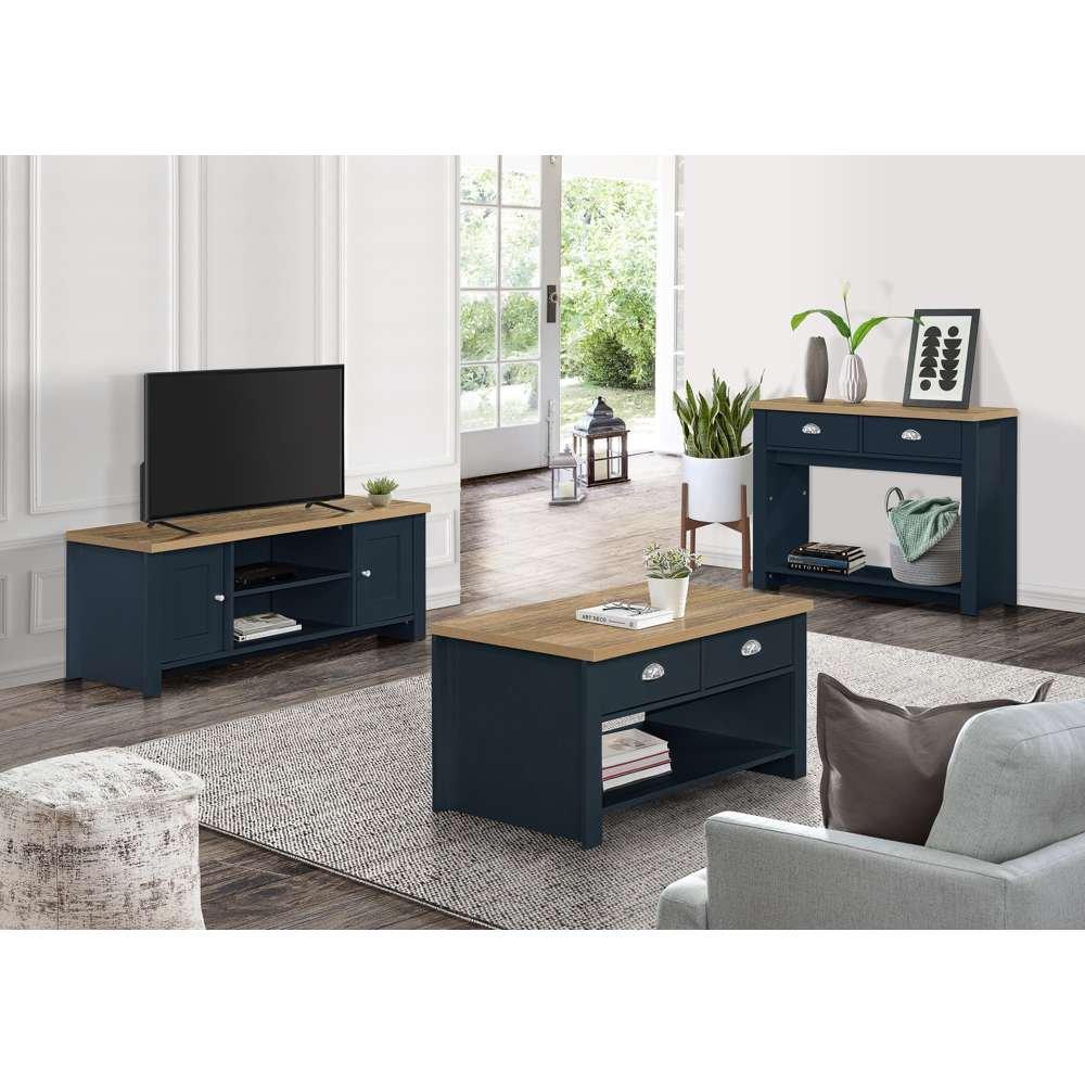 Navy Blue & Oak - Birlea - Highgate Large TV Unit - 2