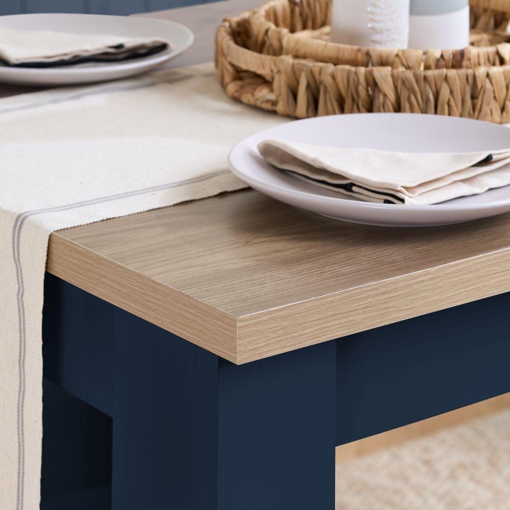 Navy Blue & Oak - Birlea - Highgate Dining Table & Bench Set - 2