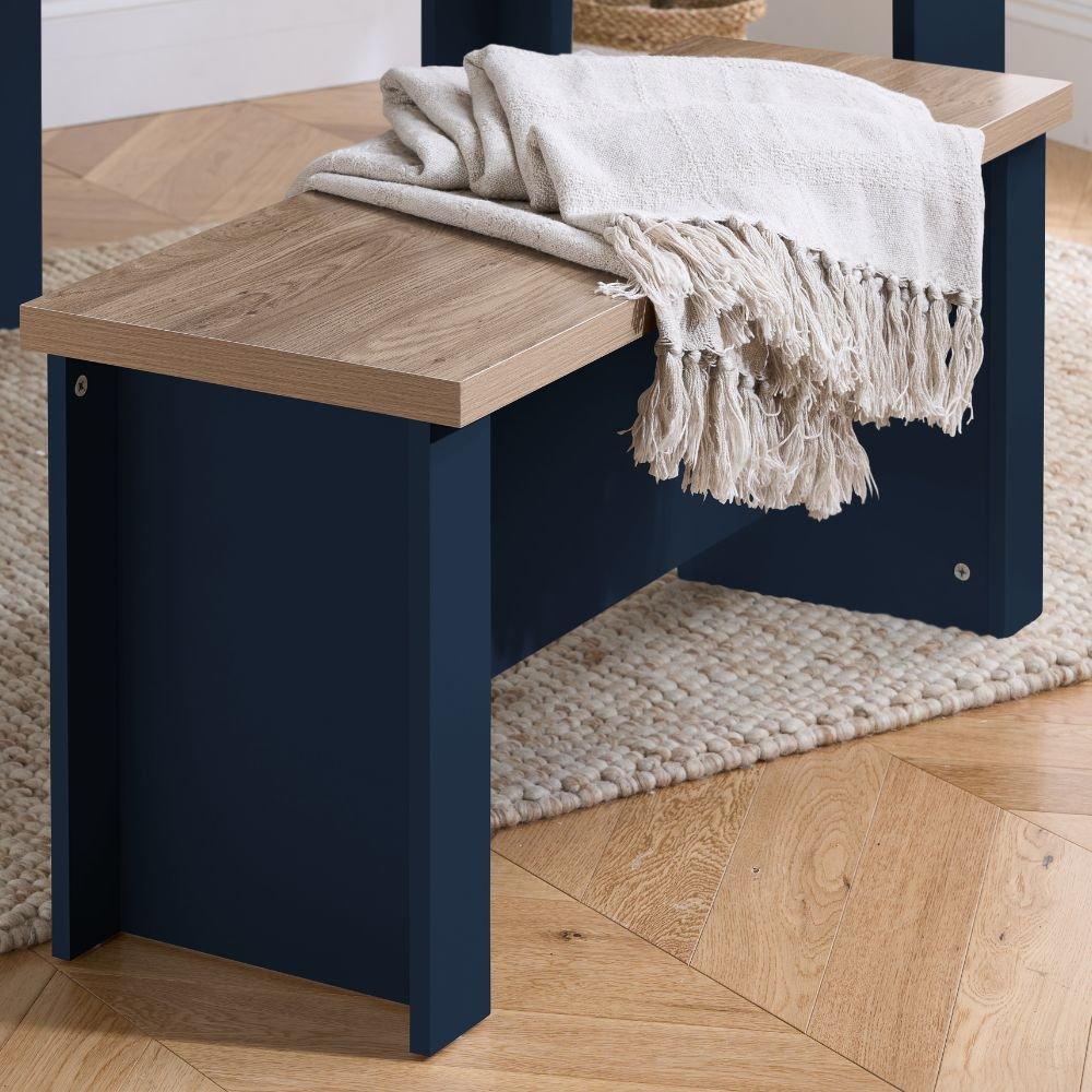 Navy Blue & Oak - Birlea - Highgate Dining Table & Bench Set - 4