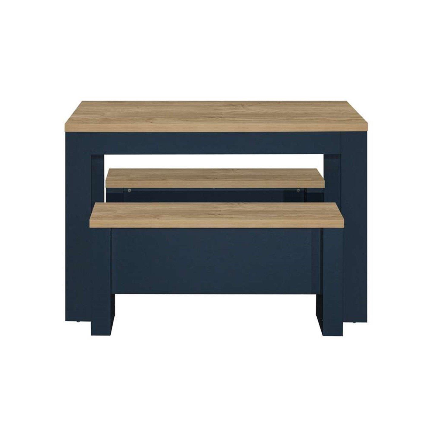 Navy Blue & Oak - Birlea - Highgate Dining Table & Bench Set - 7