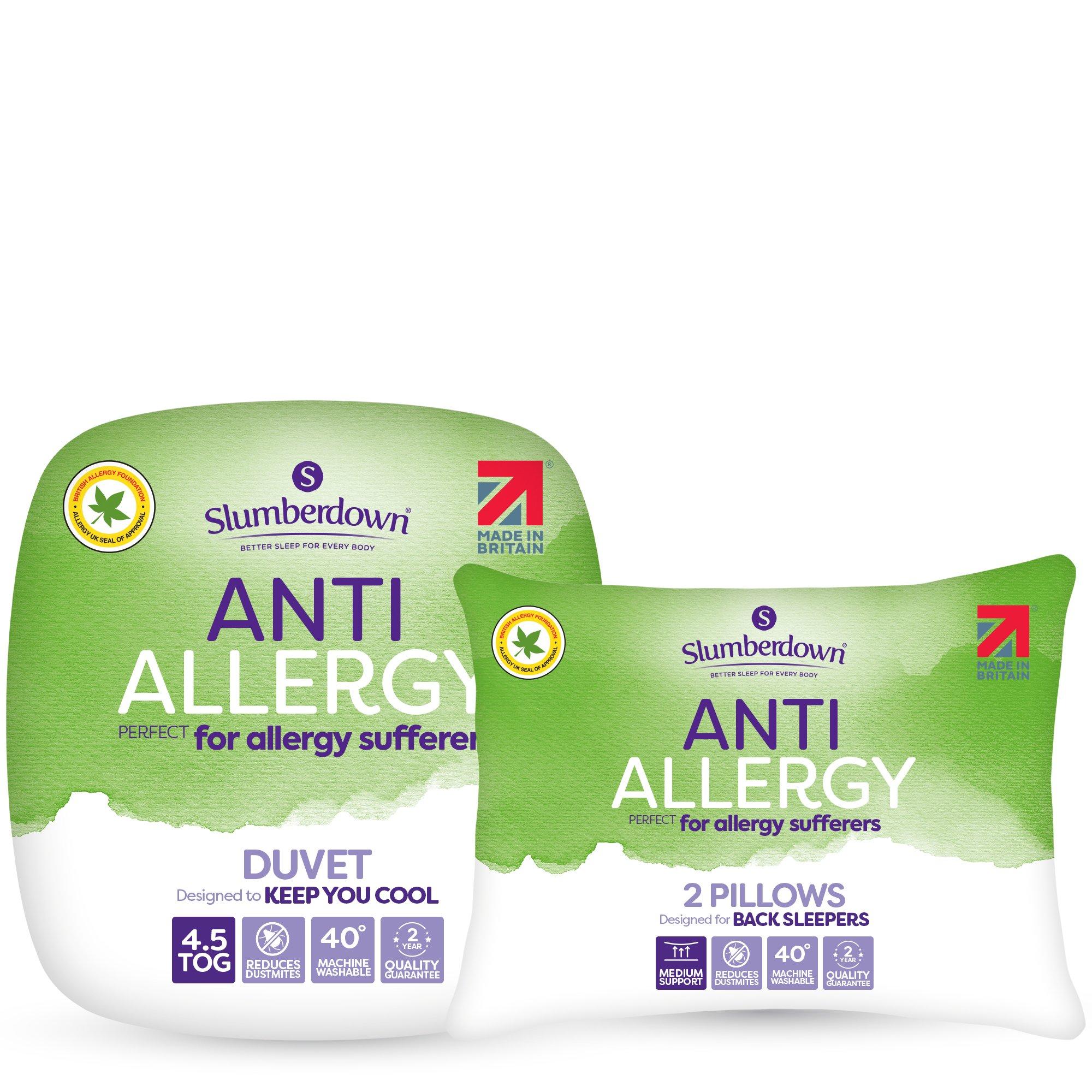 White - Slumberdown - Anti Allergy 10.5 Duvet + 2 Pillows - 1