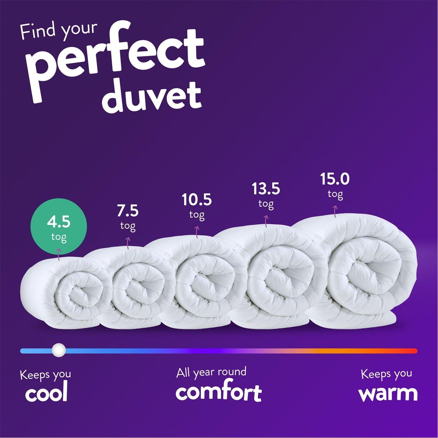 White - Slumberdown - Cool Summer Nights 4.5 Tog Duvet - 8