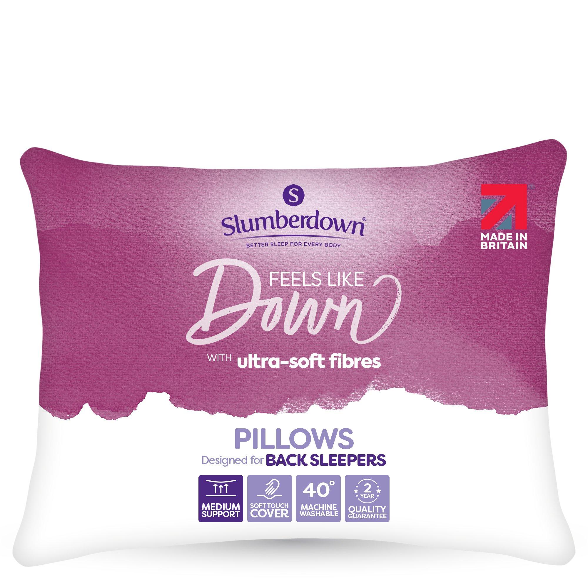 Slumberdown  Feels Like Down Medium Pillow - White - 4 Pack